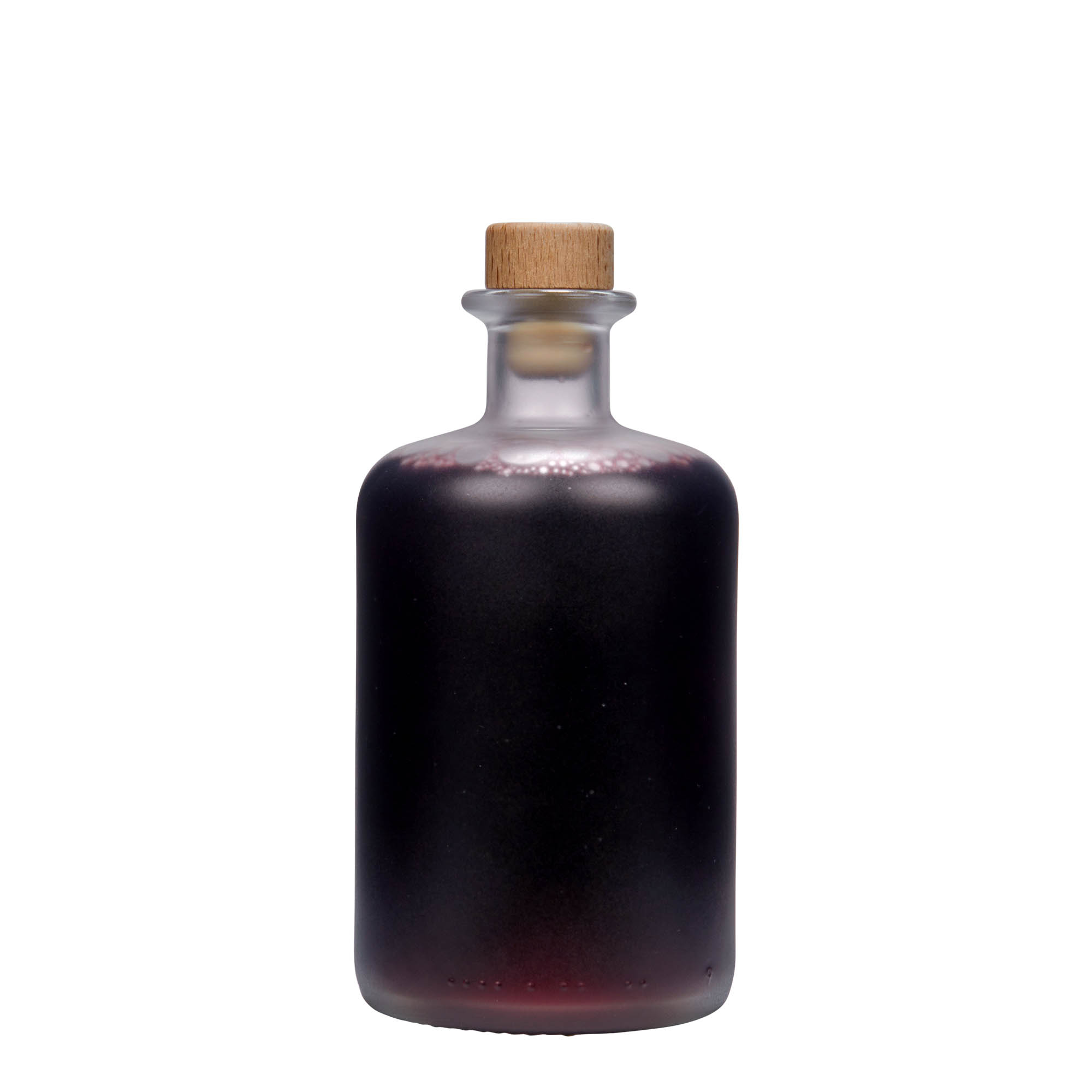 Glazen fles Apotheker, 500 ml, gematteerd, monding: kurk