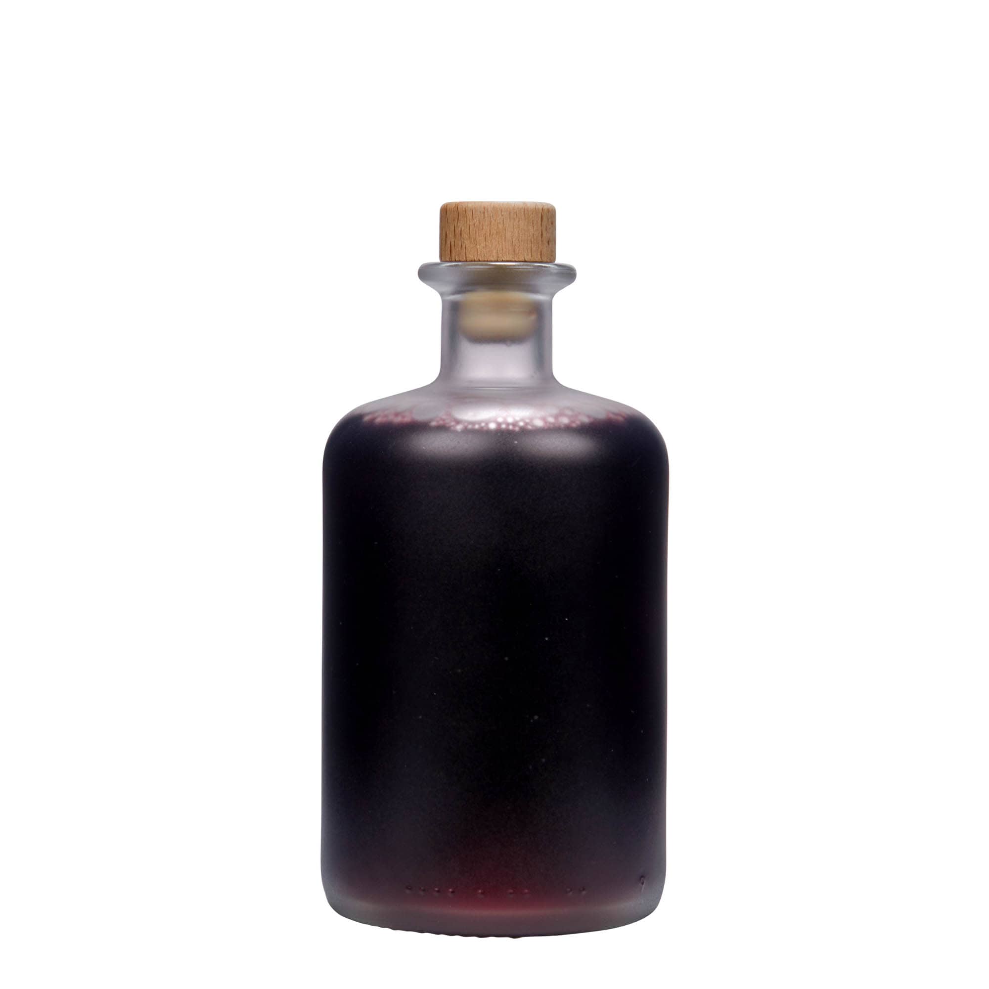 Bouteille en verre apothicaire 500 ml, glacée, bouchage: bouchon