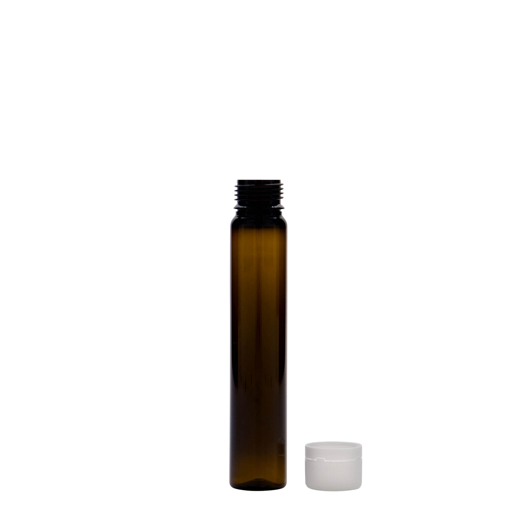 Petbuisje, 25 ml, kunststof, bruin, monding: schroefsluiting Petbuisje, 25 ml, kunststof, bruin, monding: schroefsluiting