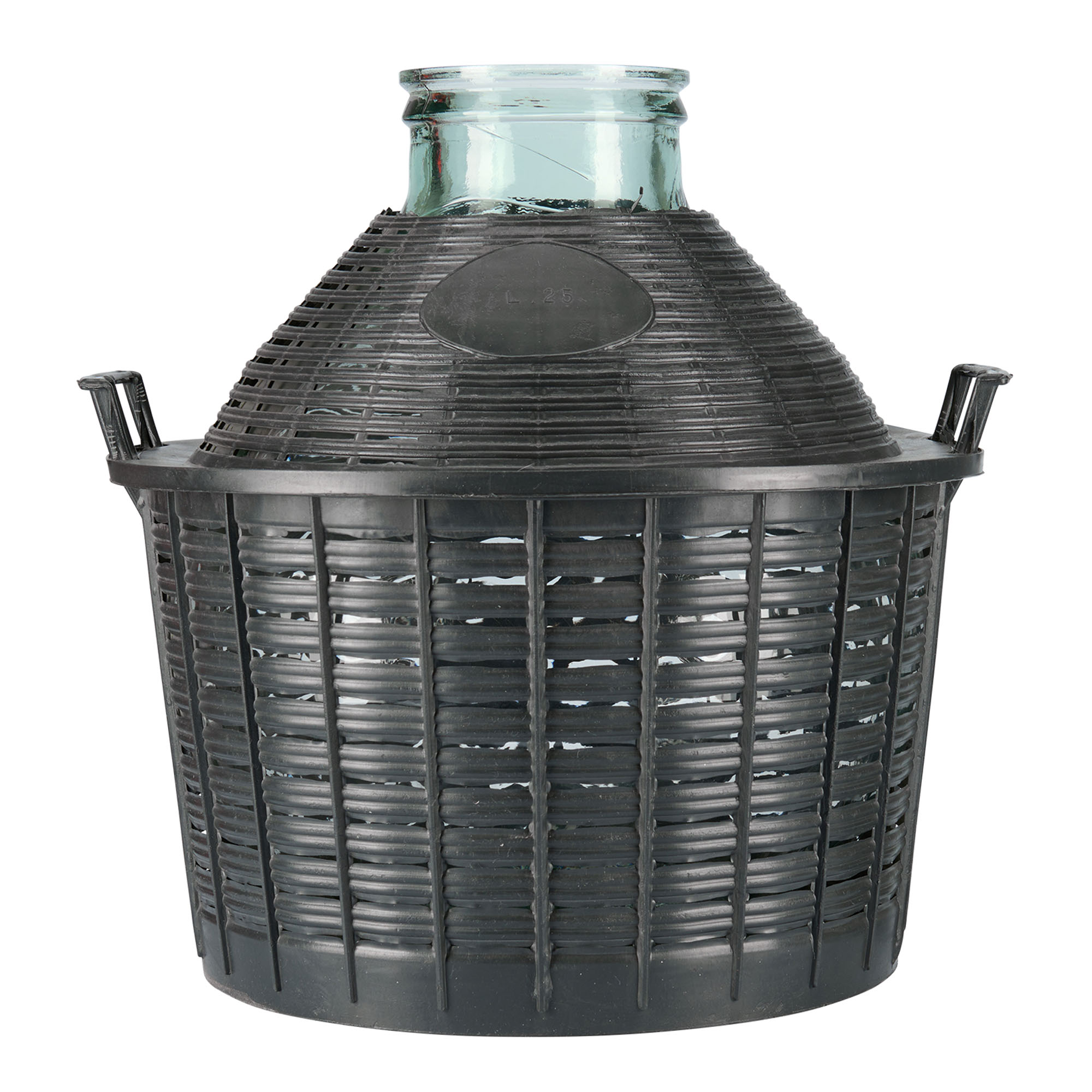 Ballonfles brede hals, 25 l, glas, monding: stulpdeksel