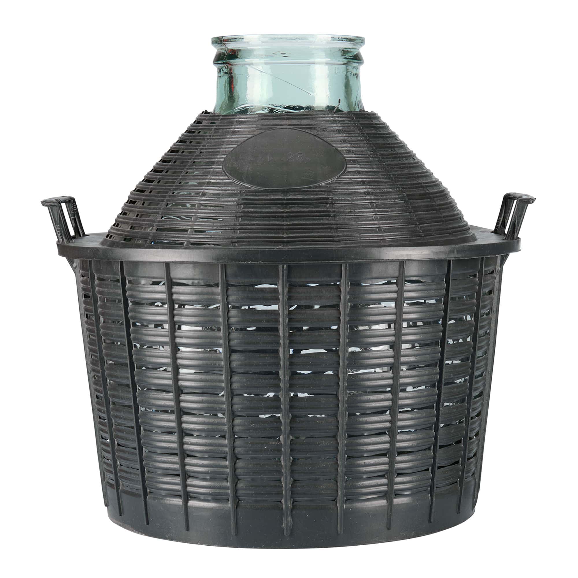 Ballonfles brede hals, 25 l, glas, monding: stulpdeksel