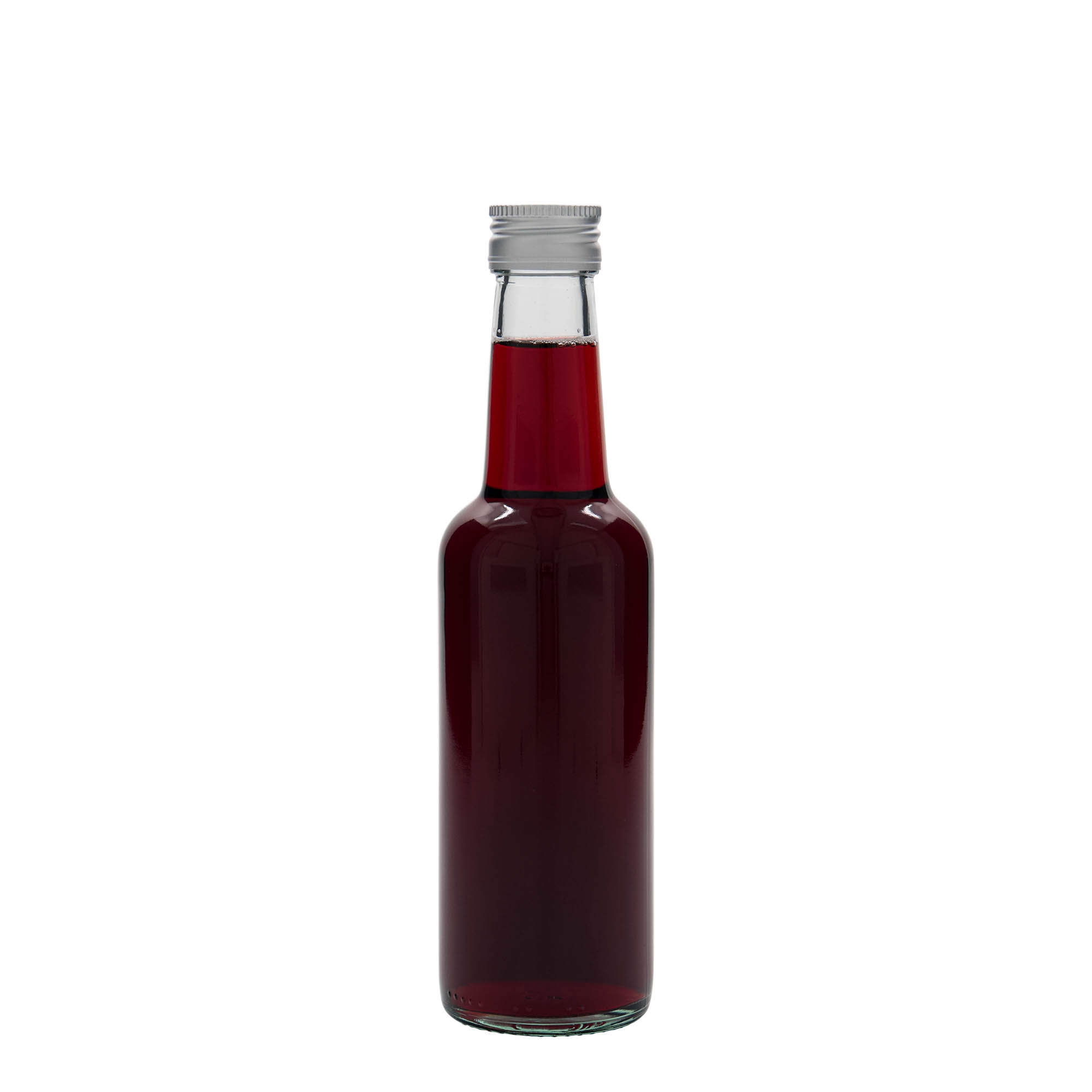 Glazen fles met rechte hals, 250 ml, monding: PP 28 Glazen fles met rechte hals, 250 ml, monding: PP 28
