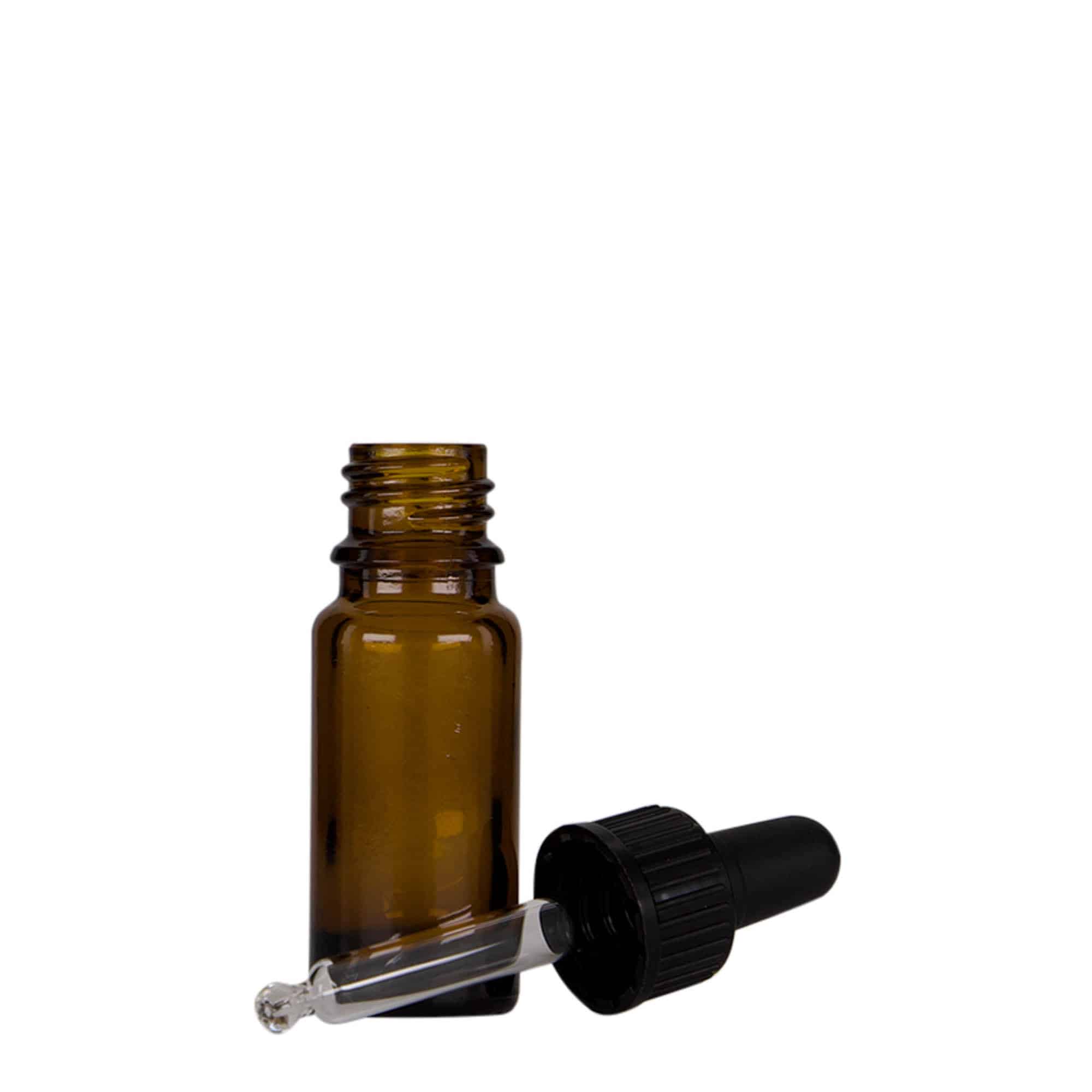 Flacon compte-gouttes médical 10 ml, verre, brun-noir, bouchage: DIN 18