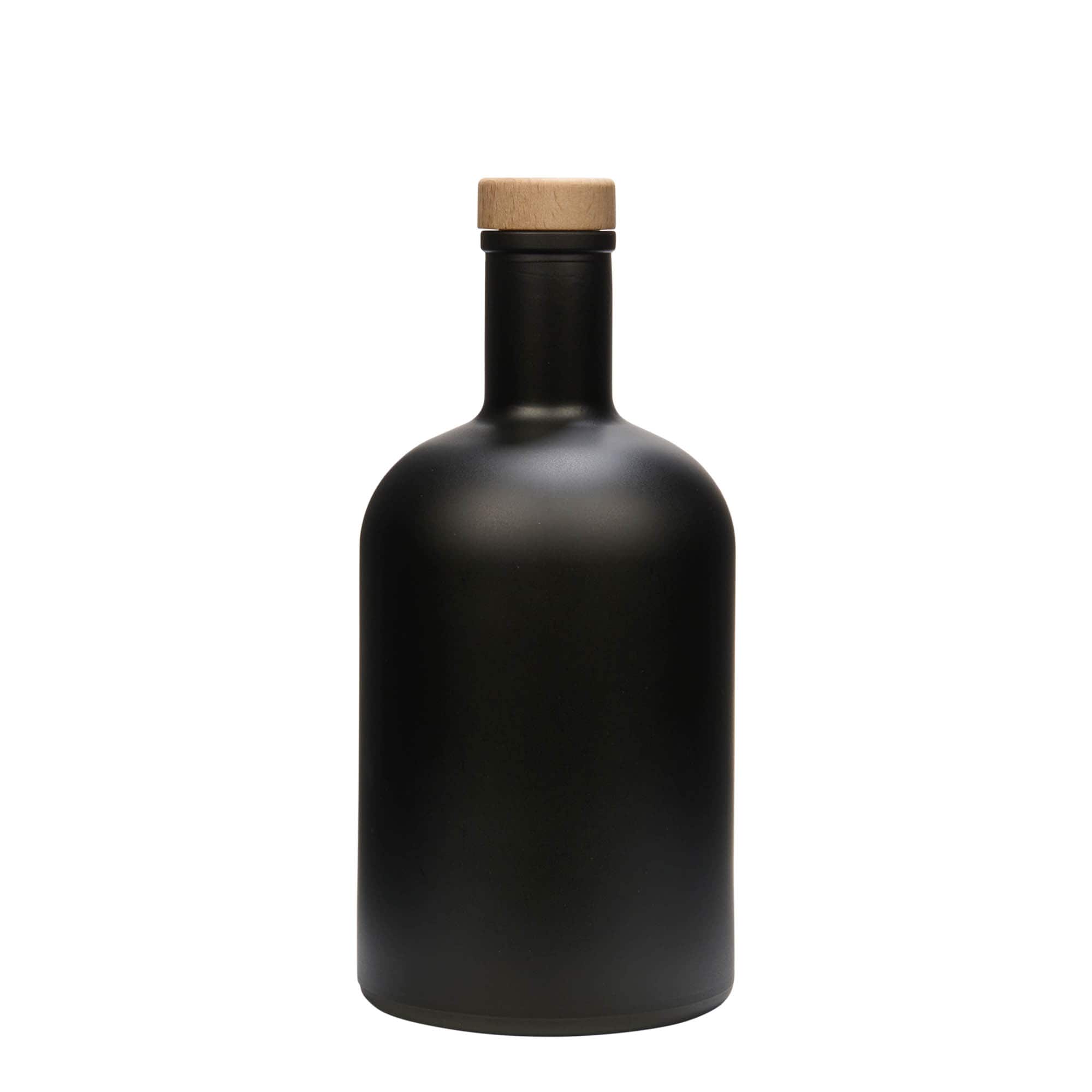 Bouteille en verre 700 ml « Gerardino », noire, bouchage: bouchon