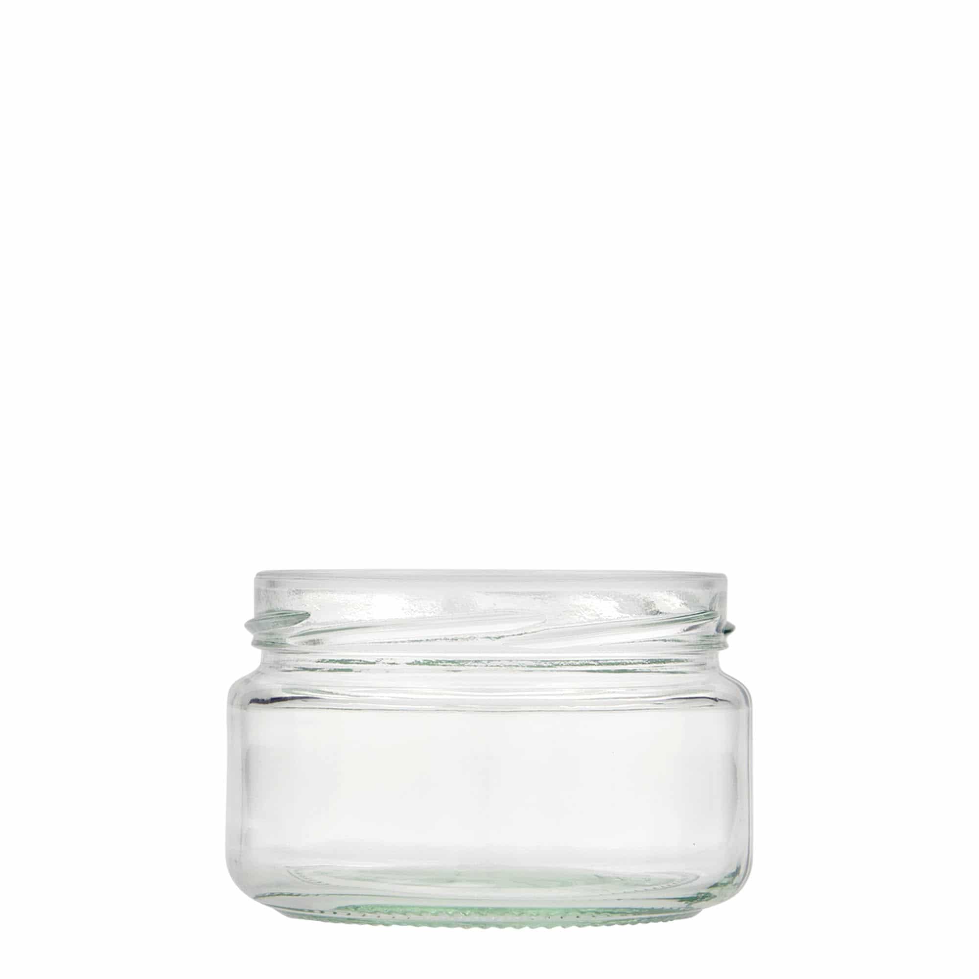 Vlakke ronde pot, 230 ml, monding: twist-off (TO 82) Vlakke ronde pot, 230 ml, monding: twist-off (TO 82)