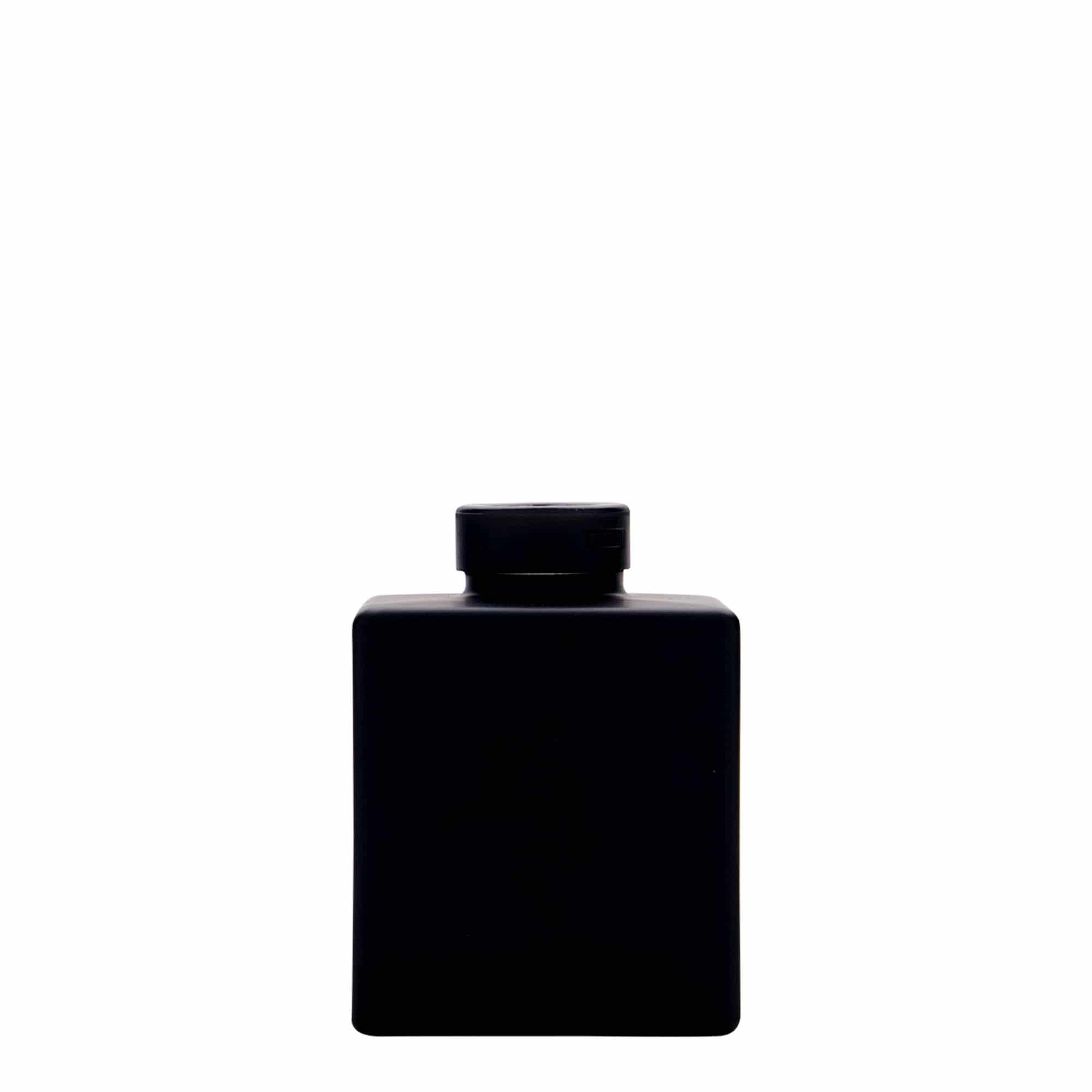 Bouteille en verre 100 ml « Cube », carrée, noire, bouchage: bouchon