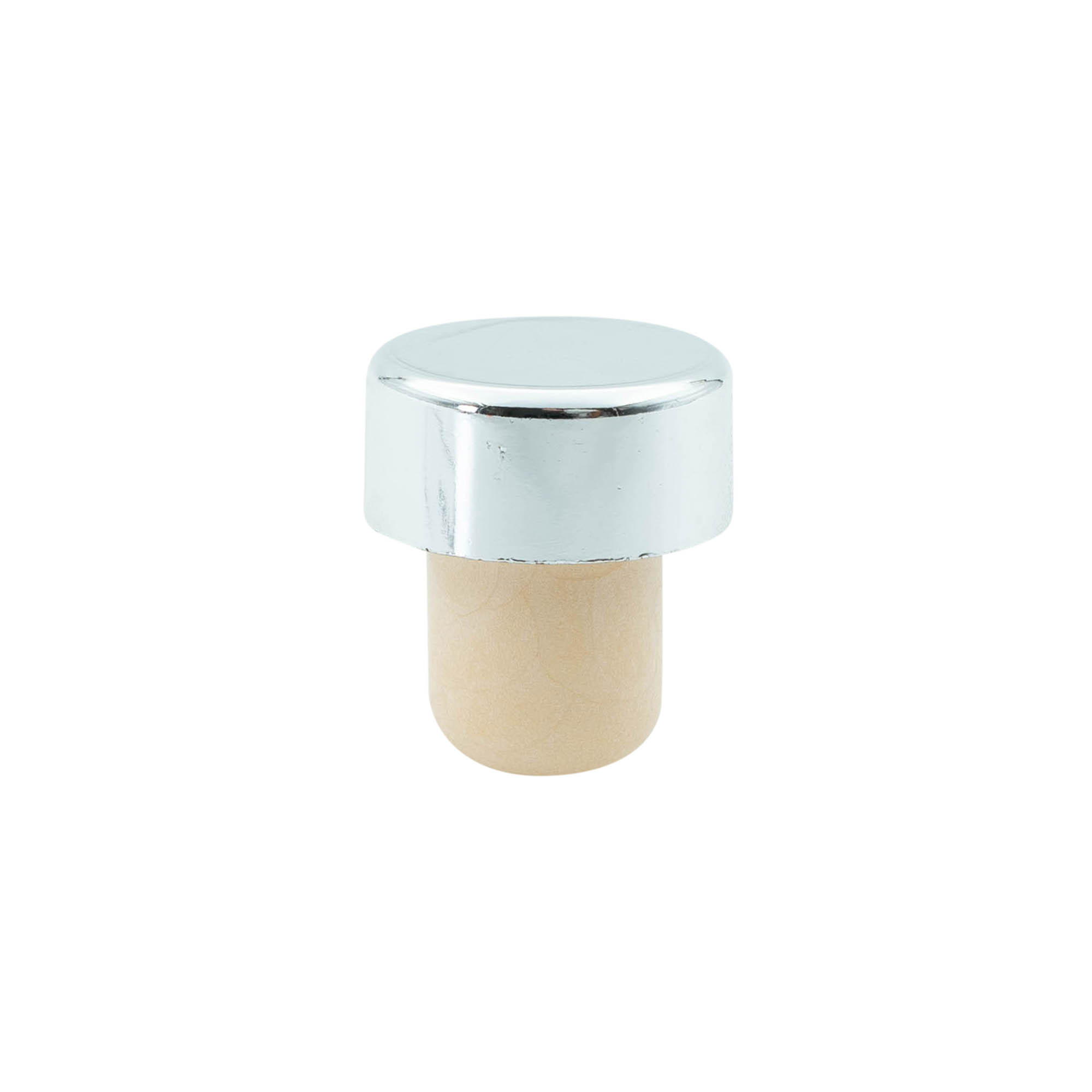 Dopkurk, 19 mm, kunststof, zilver, voor monding: kurk
