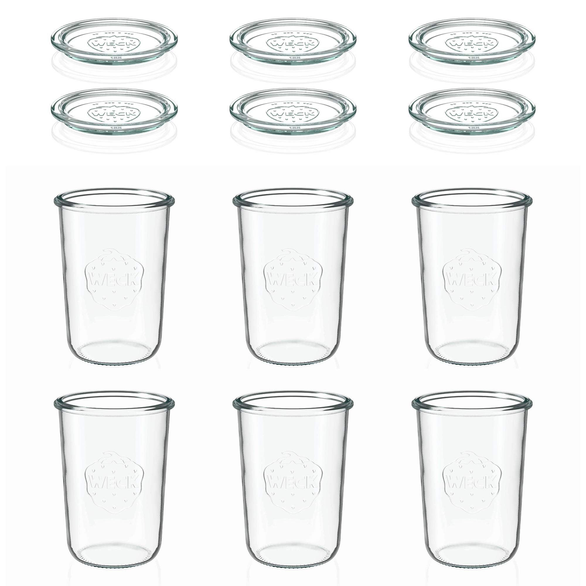 6x 850 ml WECK-stortglas met glazen deksel RR 100