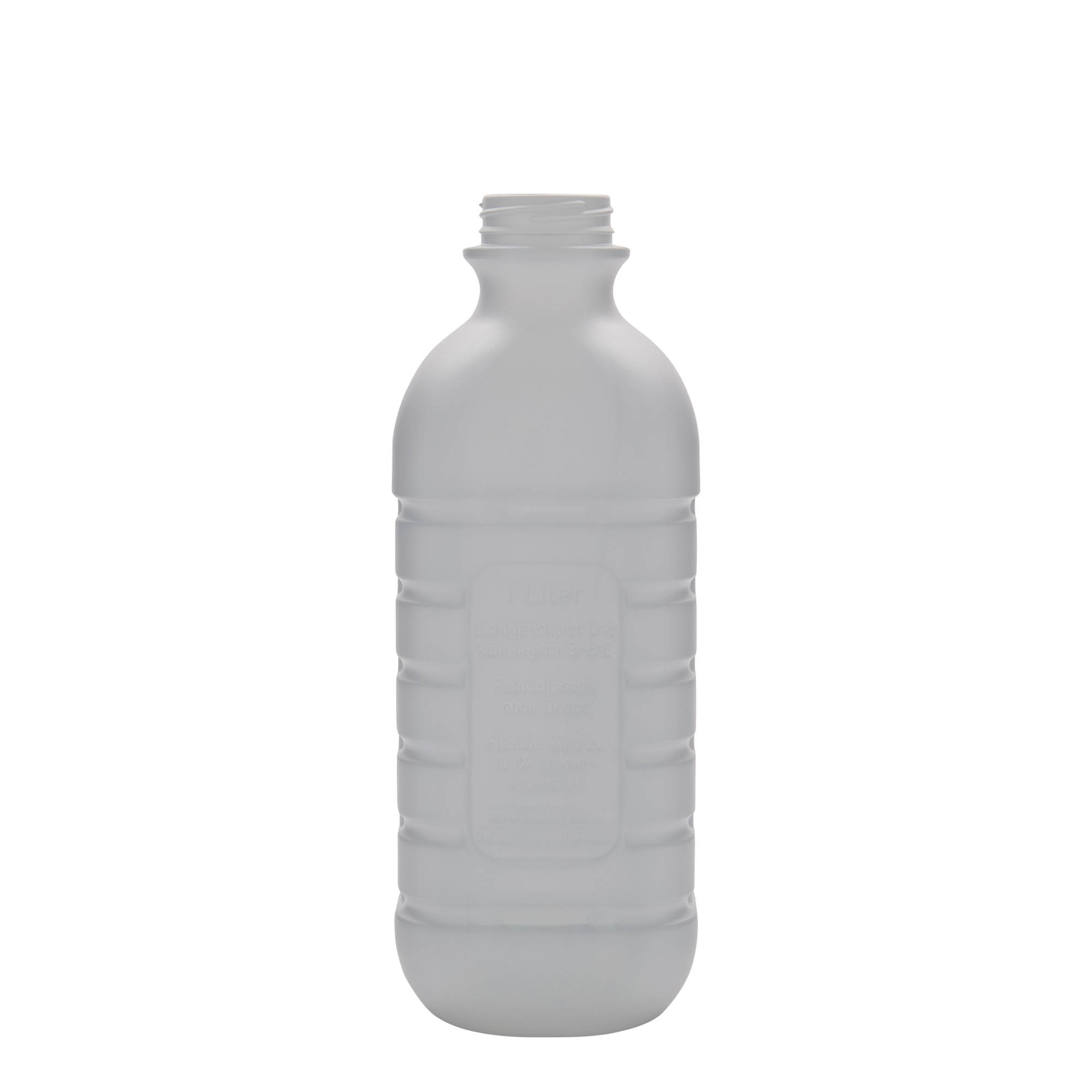 Melkfles, 1000 ml, rechthoekig, HDPE-kunststof, wit, monding: PEHD40 Melkfles, 1000 ml, rechthoekig, HDPE-kunststof, wit, monding: PEHD40