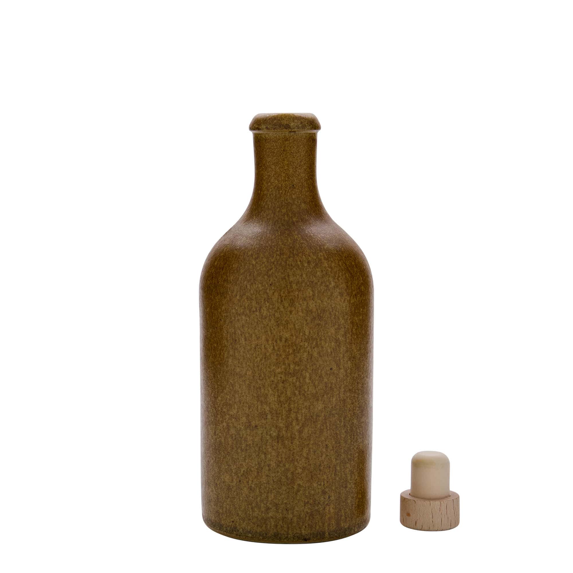 Chope en terre cuite 500 ml, grès, cristal brun, bouchage: bouchon