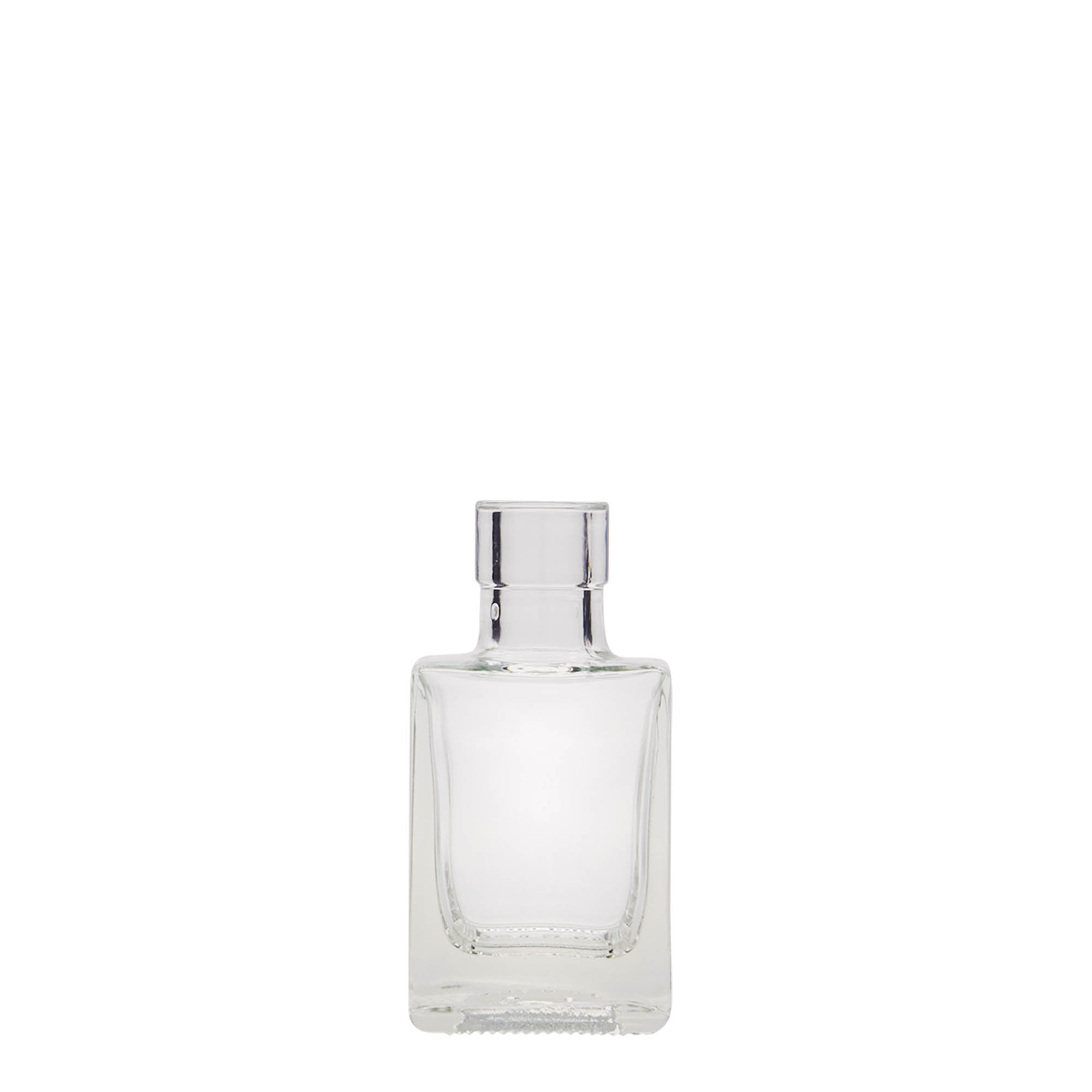 Glazen fles 'Cube', 50 ml, vierkant, monding: kurk