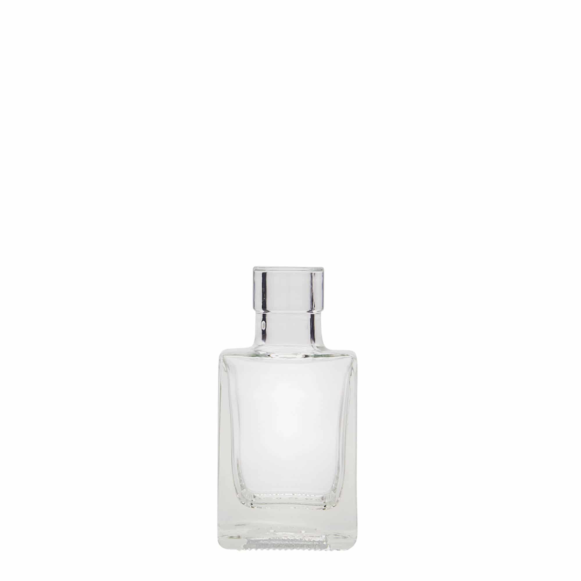 Bouteille en verre 50 ml 'Cube', carrée, bouchage: bouchon