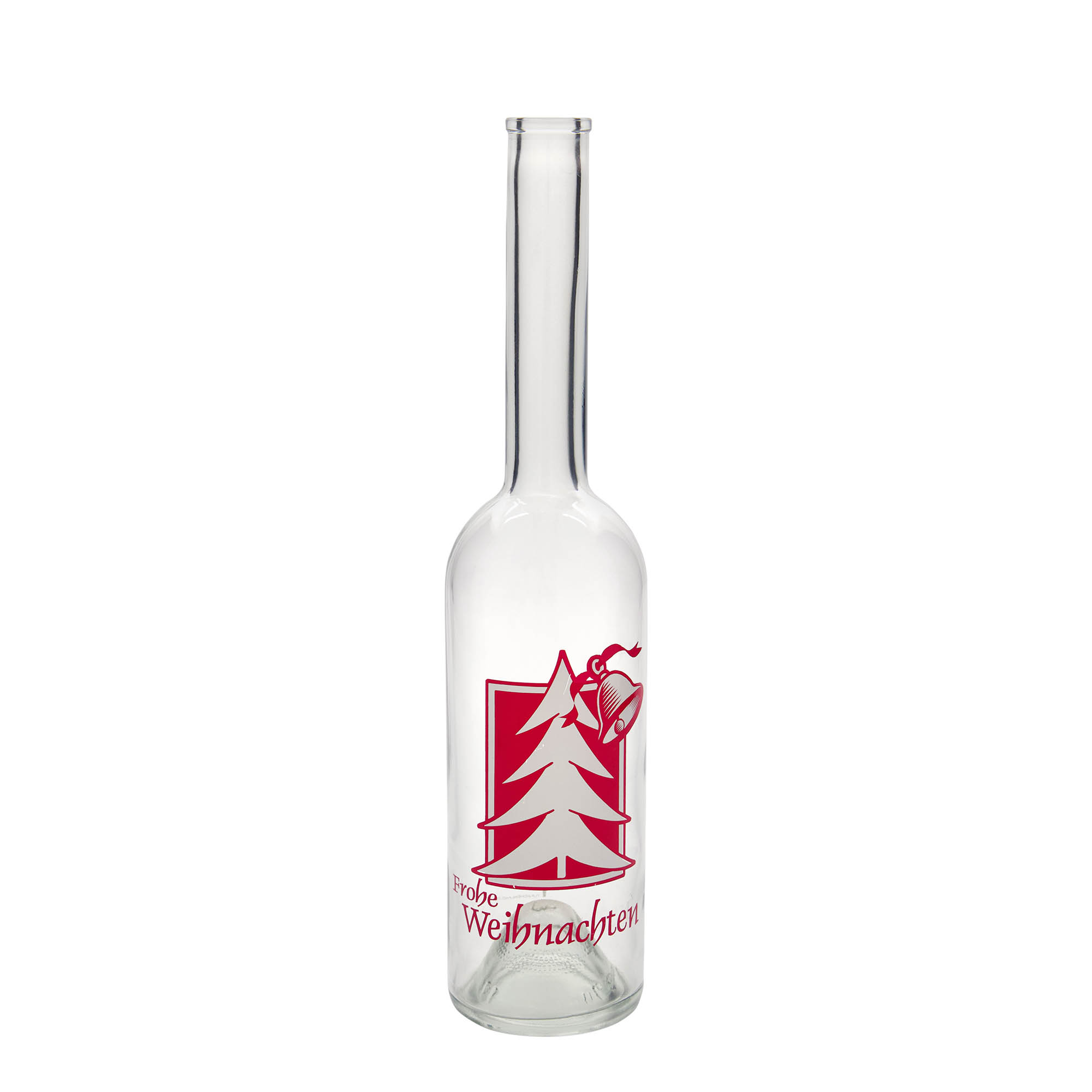 Glazen fles 'Opera', 500 ml, motief: Kerstgroet, monding: kurk Glazen fles 'Opera', 500 ml, motief: Kerstgroet, monding: kurk
