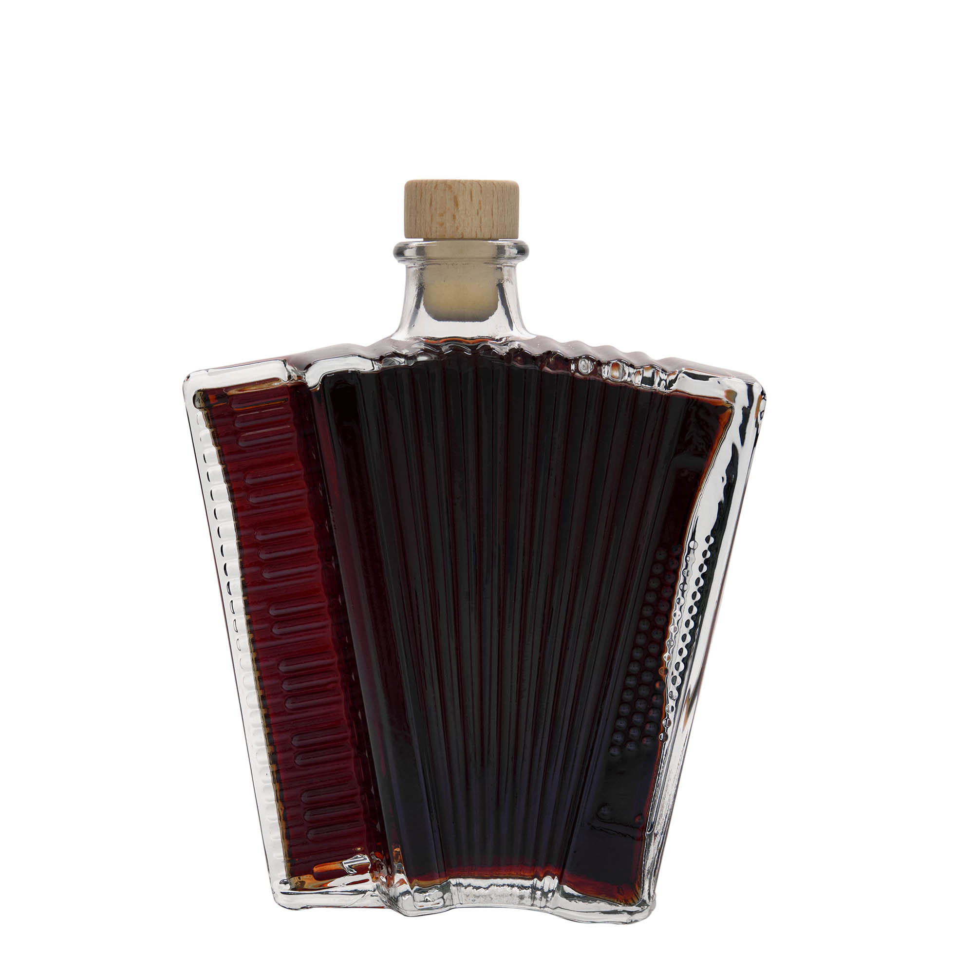 Glazen fles 'Accordeon', 500 ml, monding: kurk Glazen fles 'Accordeon', 500 ml, monding: kurk