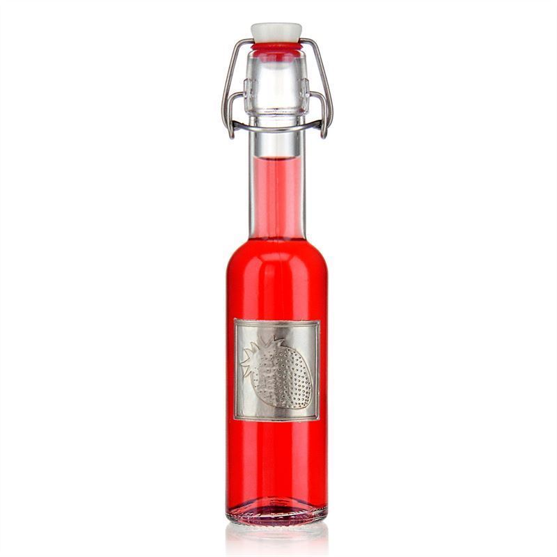 Étiquette en étain 'Fraise', carrée, métallique, argentée Étiquette en étain 'Fraise', carrée, métallique, argentée