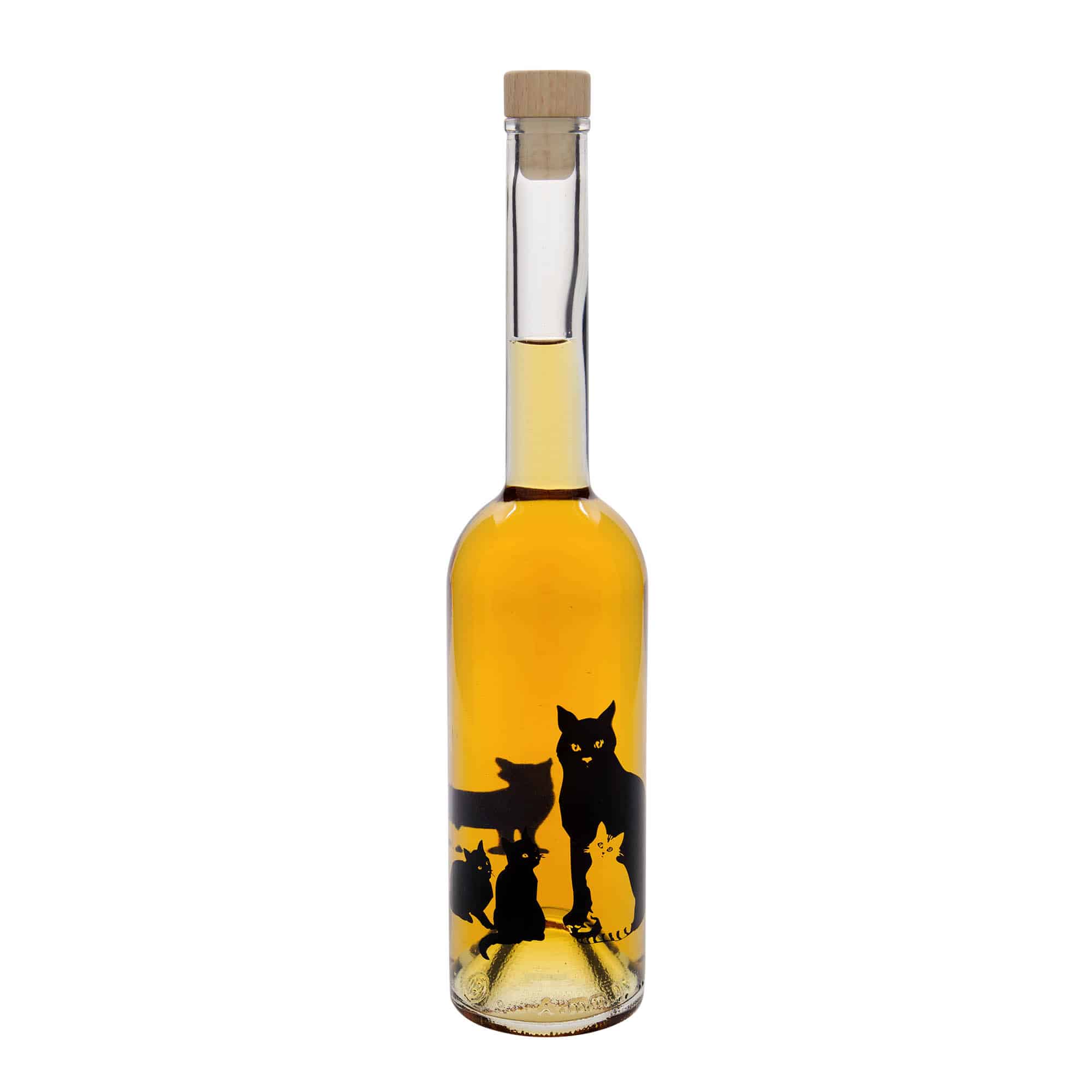 Bouteille en verre 500 ml 'Opera', motif : chats, bouchage: bouchon