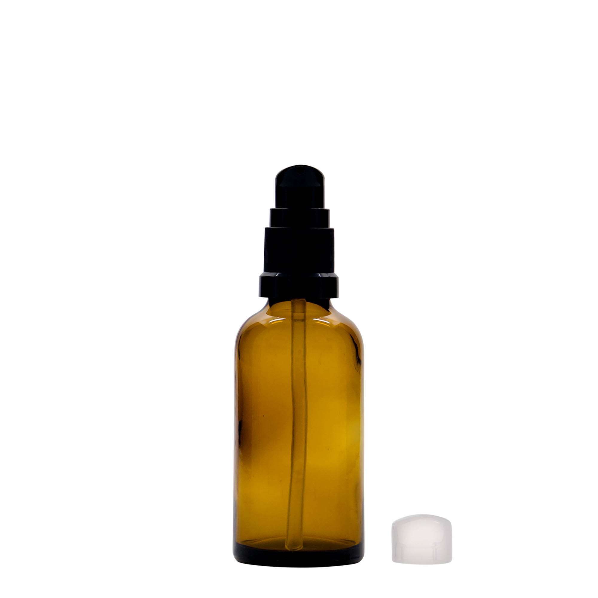 Medicijnfles met lotionpomp, 50 ml, glas, bruin, monding: DIN 18 Medicijnfles met lotionpomp, 50 ml, glas, bruin, monding: DIN 18