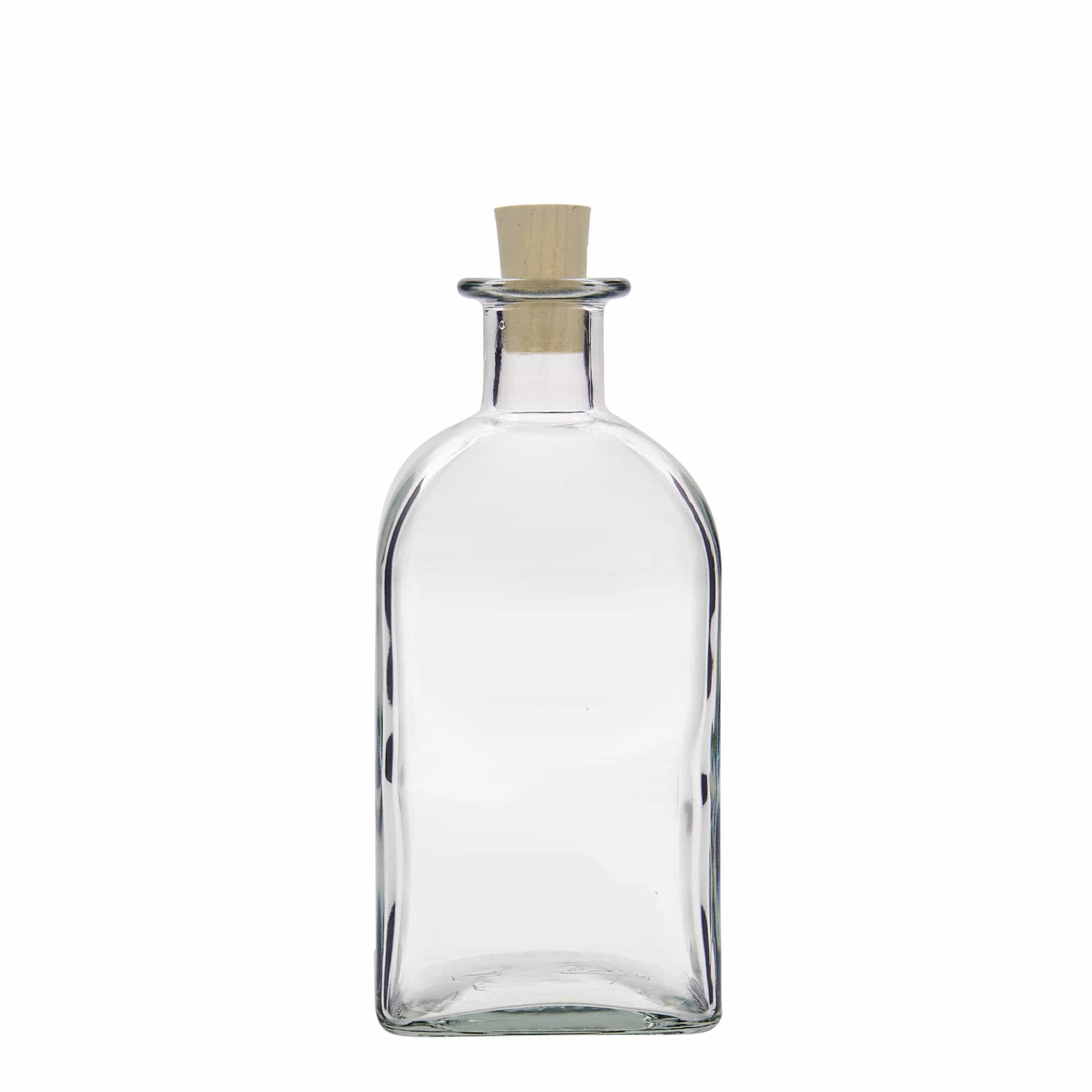 Glazen fles Apotheker carré, 500 ml, vierkant, monding: kurk