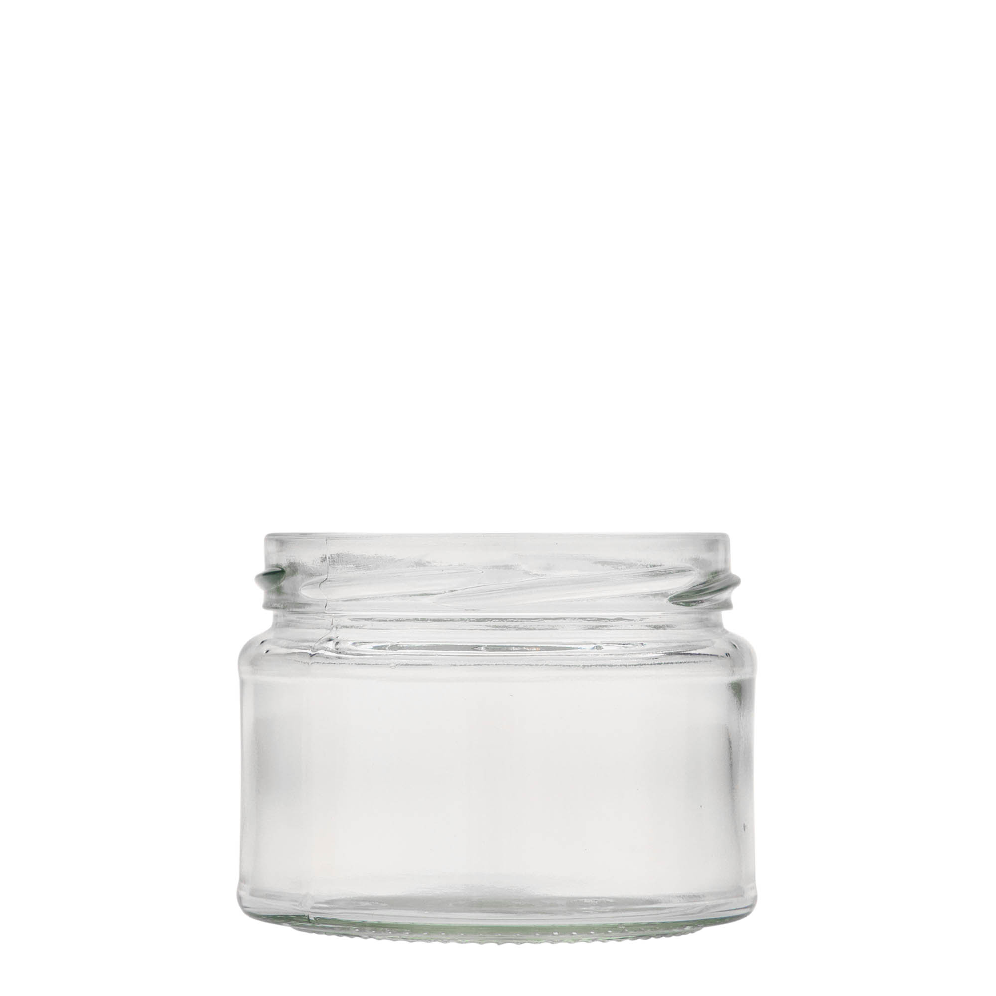 Vlakke ronde pot, 280 ml, monding: twist-off (TO 82) Vlakke ronde pot, 280 ml, monding: twist-off (TO 82)
