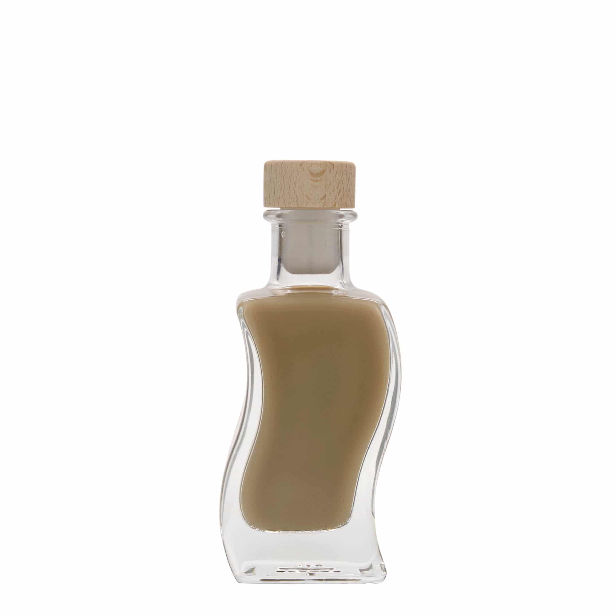 Glazen fles 'Golf', 100 ml, vierkant, monding: kurk