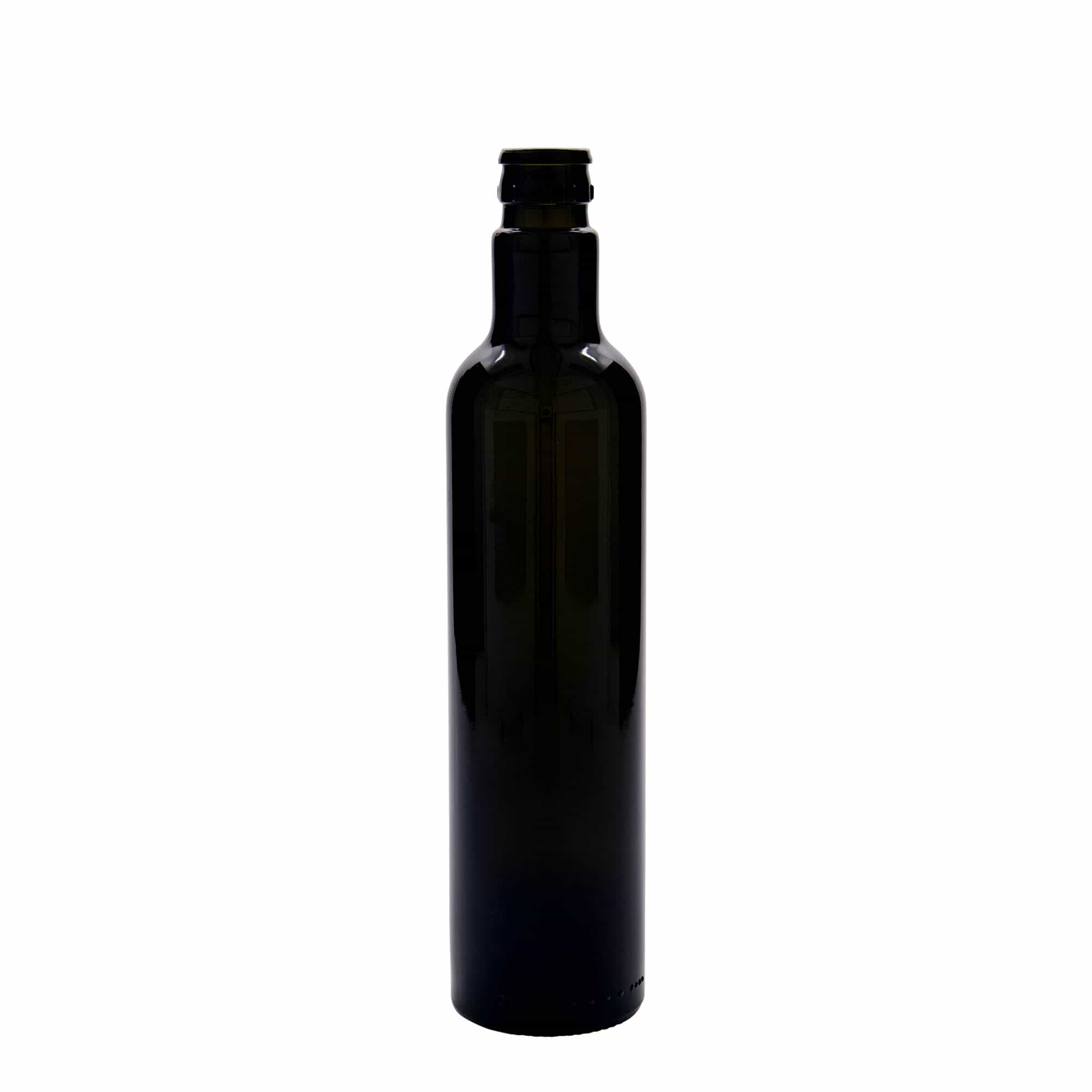 Bouteille de vinaigre / d’huile 500 ml 'Willy New', verre, vert antique, bouchage: DOP