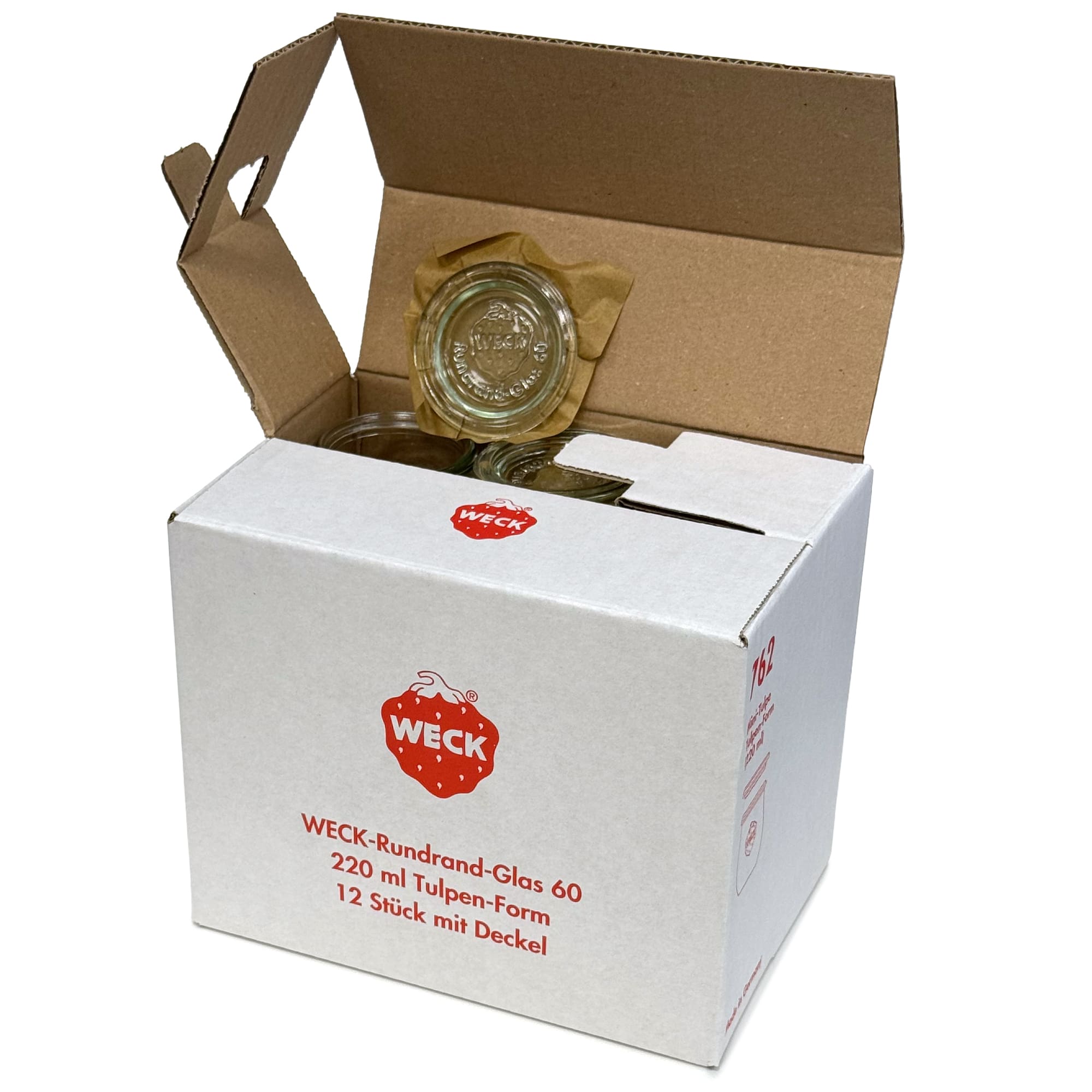 12x 220 ml WECK-tulpenpot met glazen deksel RR 60