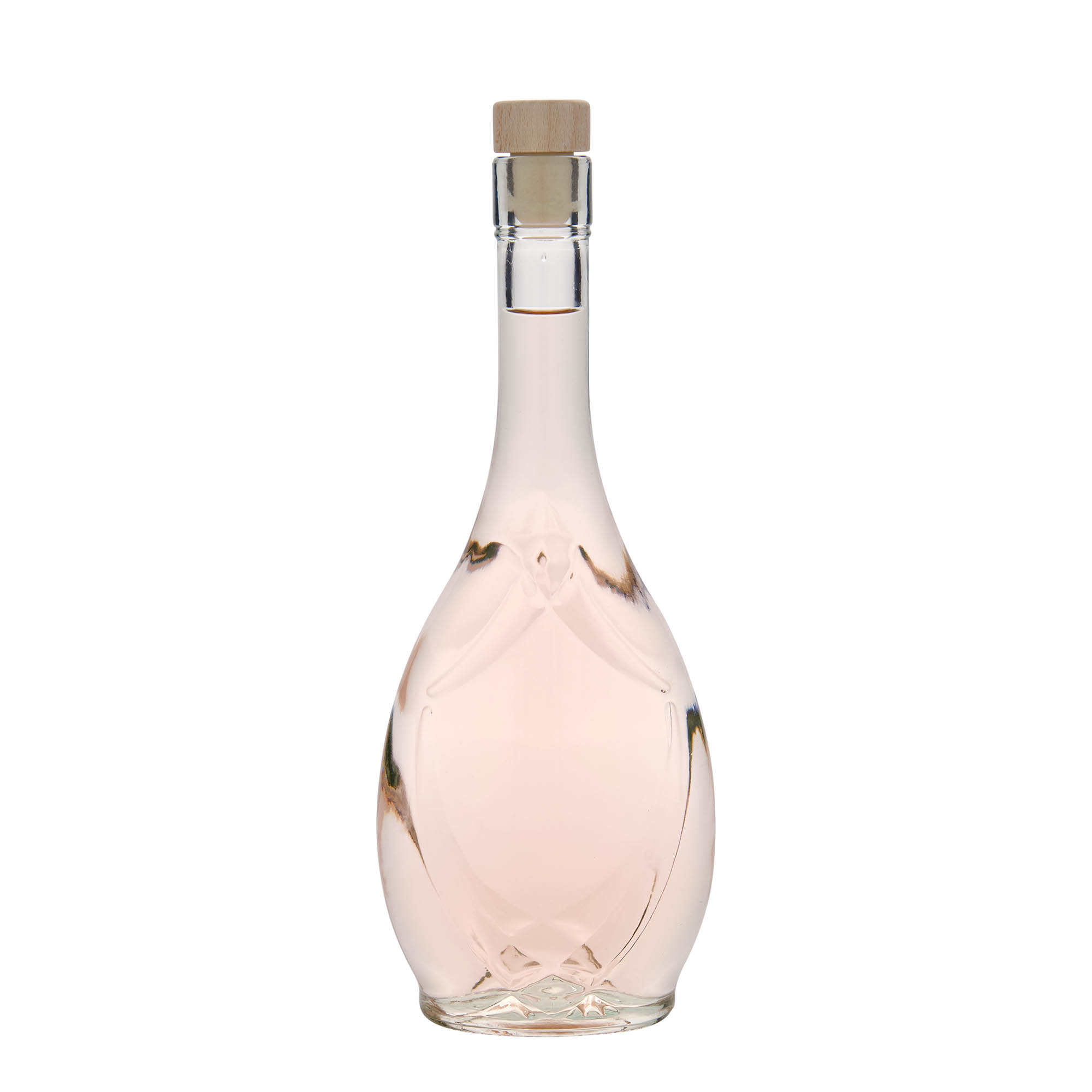 Glazen fles 'Saragossa', 500 ml, ovaal, monding: kurk