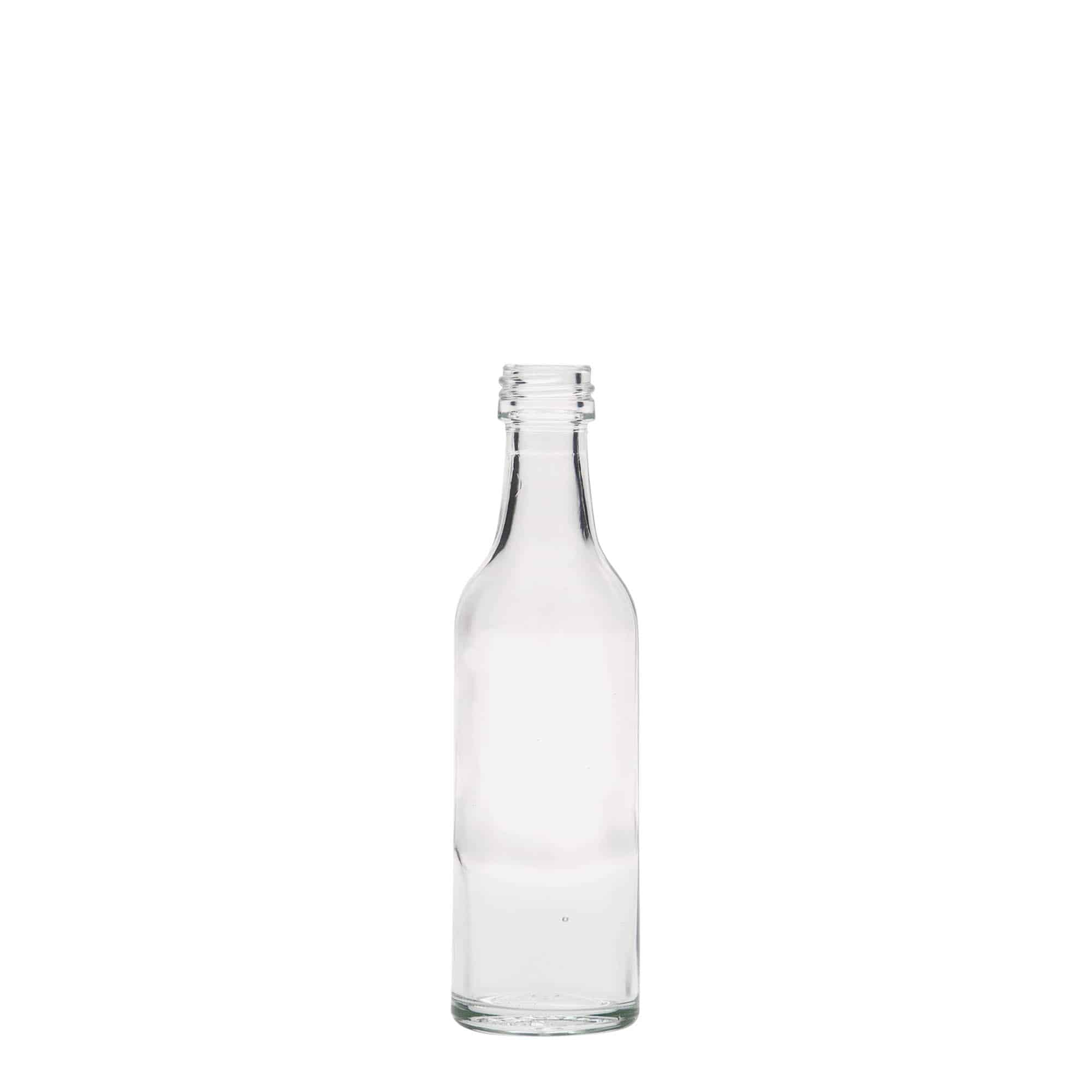 Bouteille en verre col droit 50 ml, bouchage: PP 18 Bouteille en verre col droit 50 ml, bouchage: PP 18