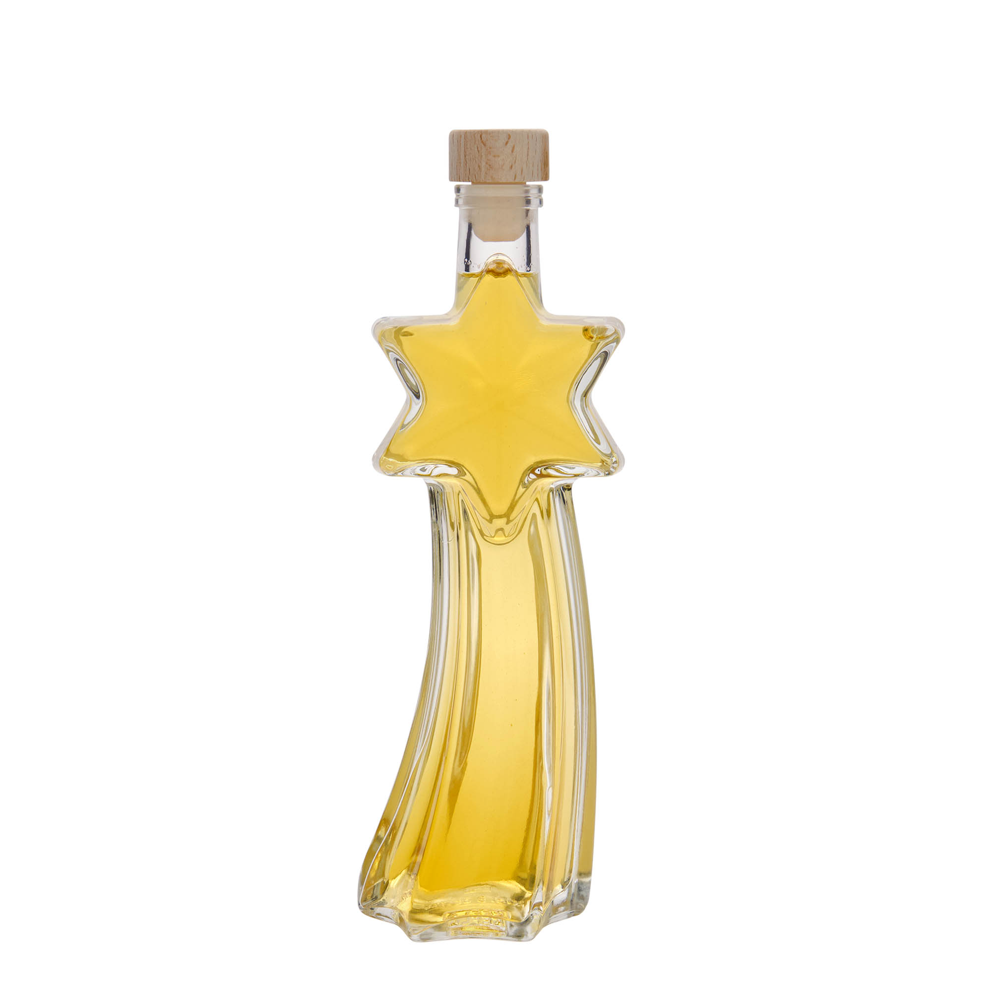 Glazen fles 'Vallende ster', 200 ml, monding: kurk