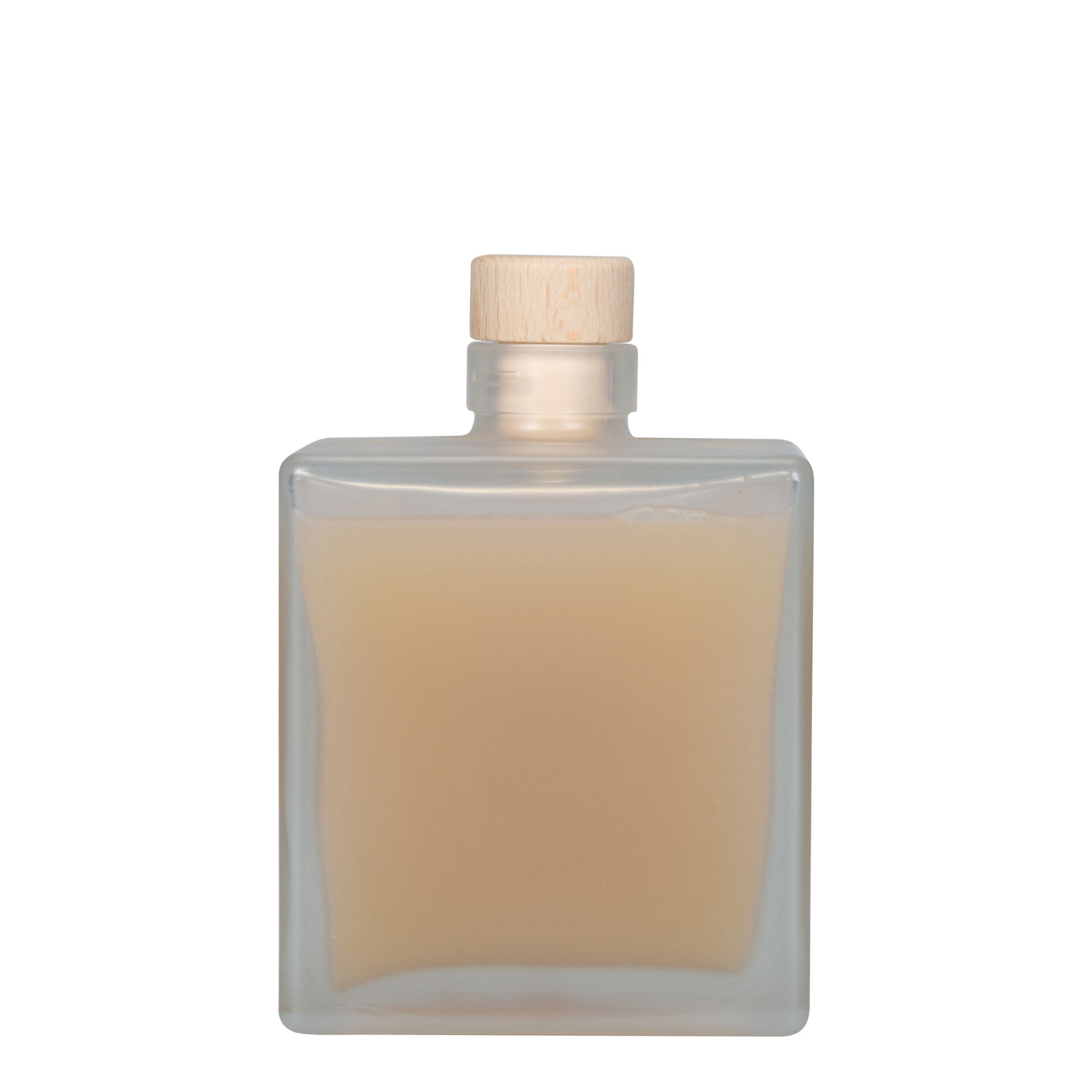 Glazen fles 'Cube', 500 ml, vierkant, gematteerd, monding: kurk Glazen fles 'Cube', 500 ml, vierkant, gematteerd, monding: kurk