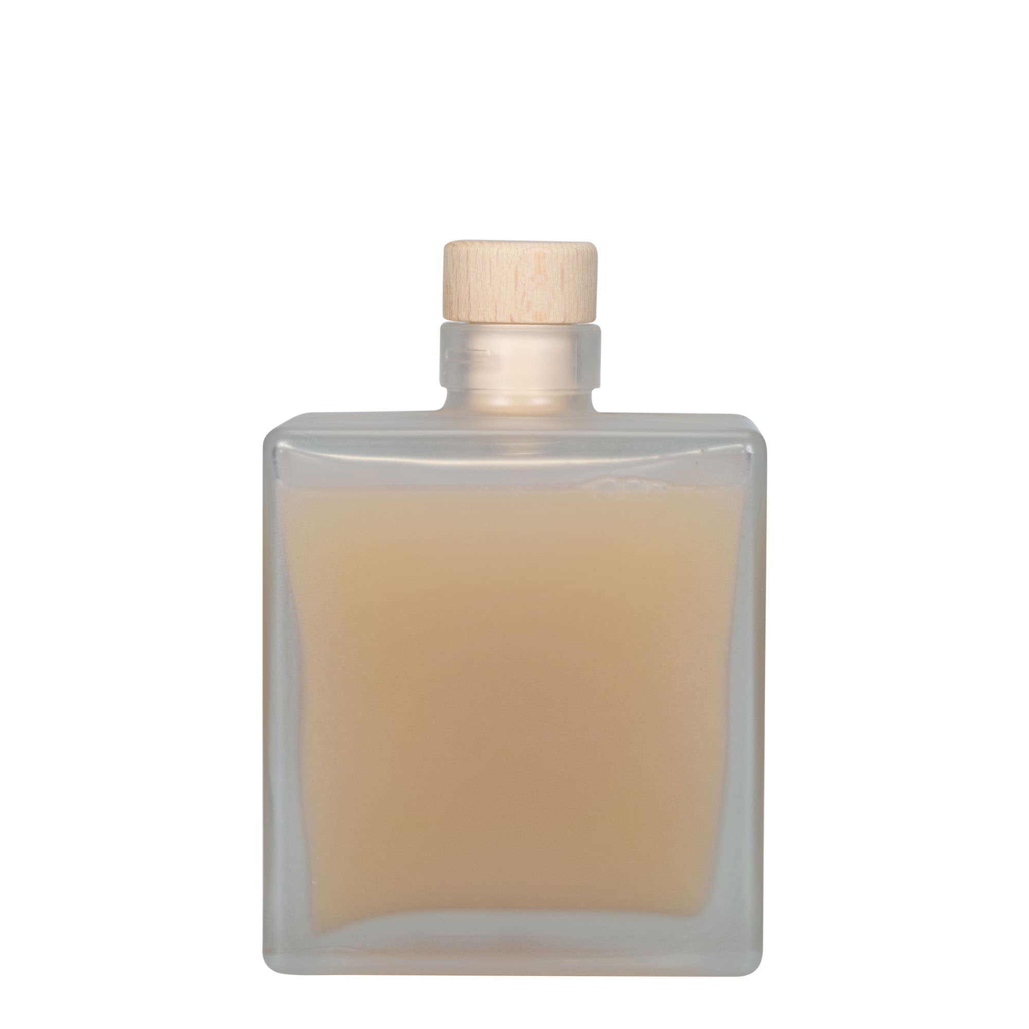 Glazen fles 'Cube', 500 ml, vierkant, gematteerd, monding: kurk