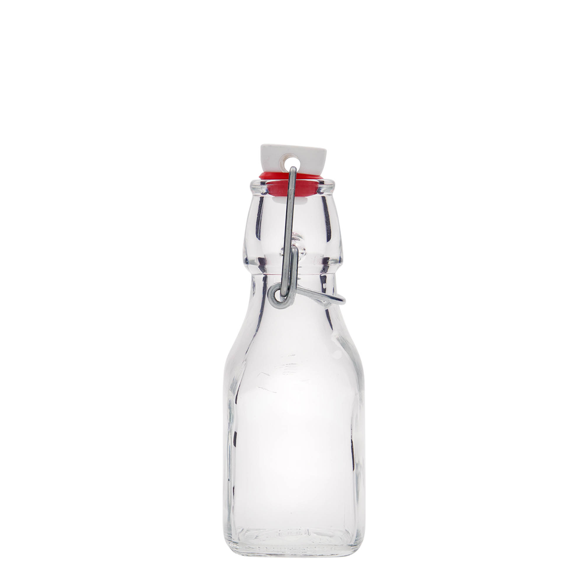 Glazen fles 'Swing', 125 ml, vierkant, monding: beugelsluiting Glazen fles 'Swing', 125 ml, vierkant, monding: beugelsluiting