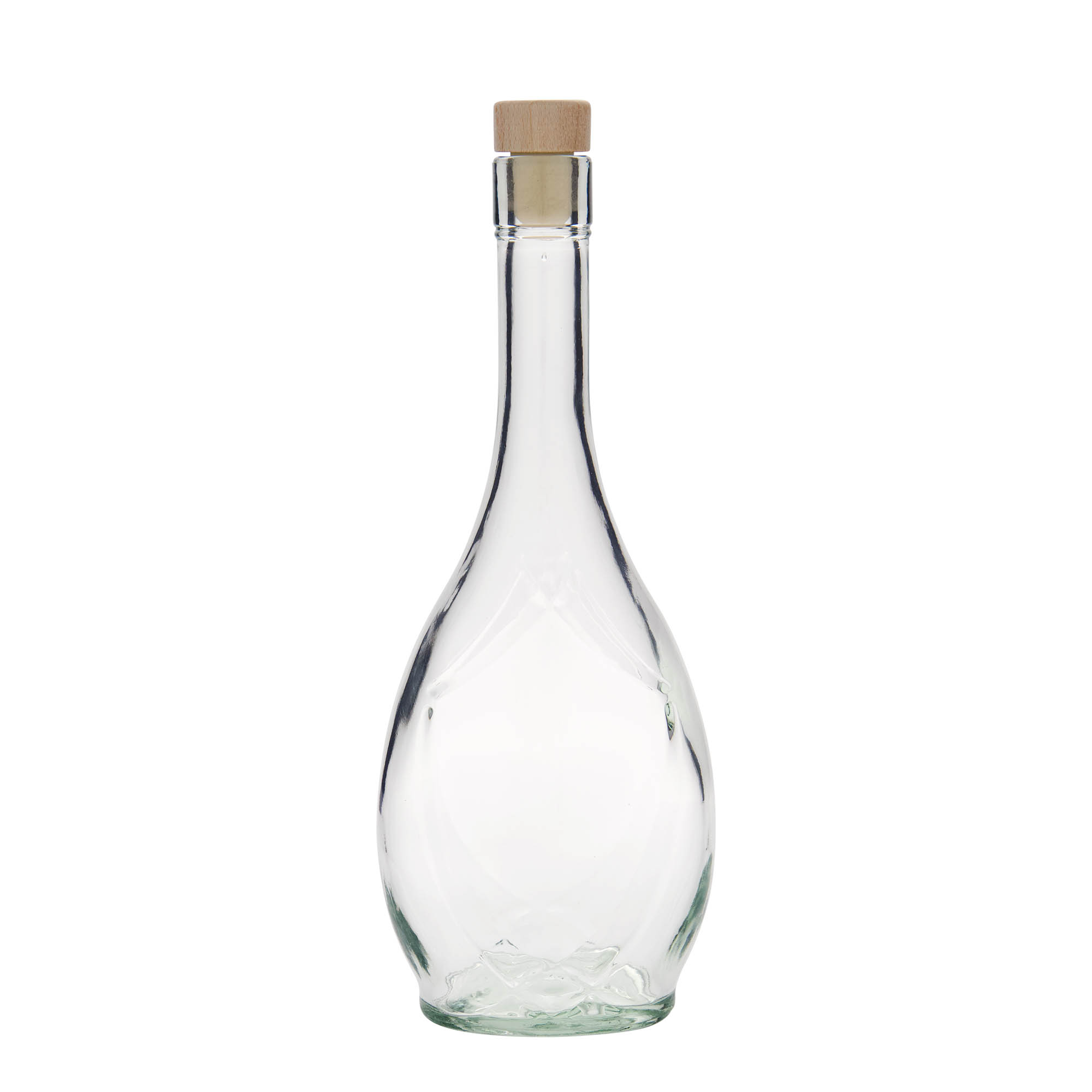Glazen fles 'Saragossa', 500 ml, ovaal, monding: kurk