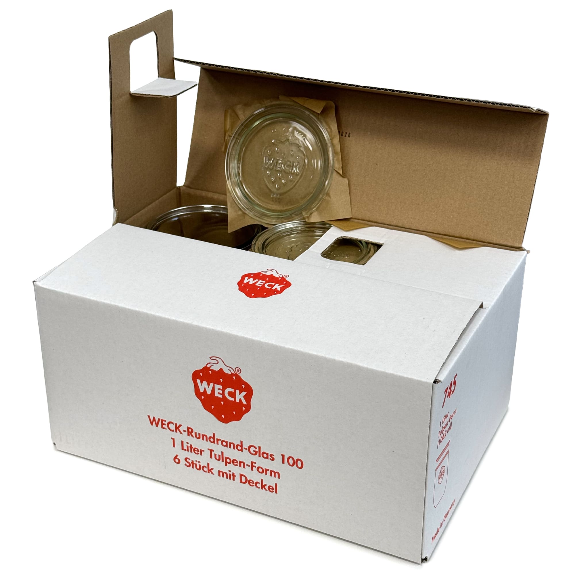 6x 1050 ml WECK-tulpenpot met glazen deksel RR 100