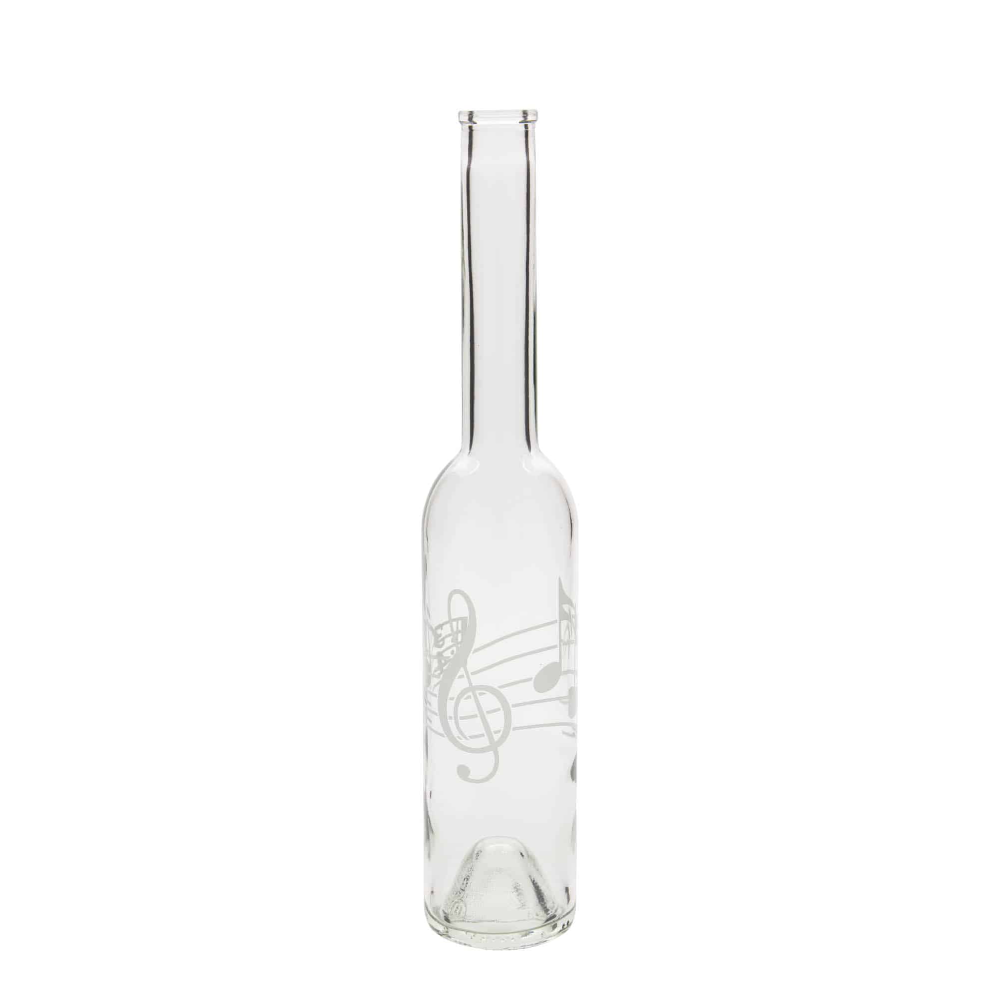 Bouteille en verre 350 ml 'Opera', motif : notes de musique, bouchage: bouchon