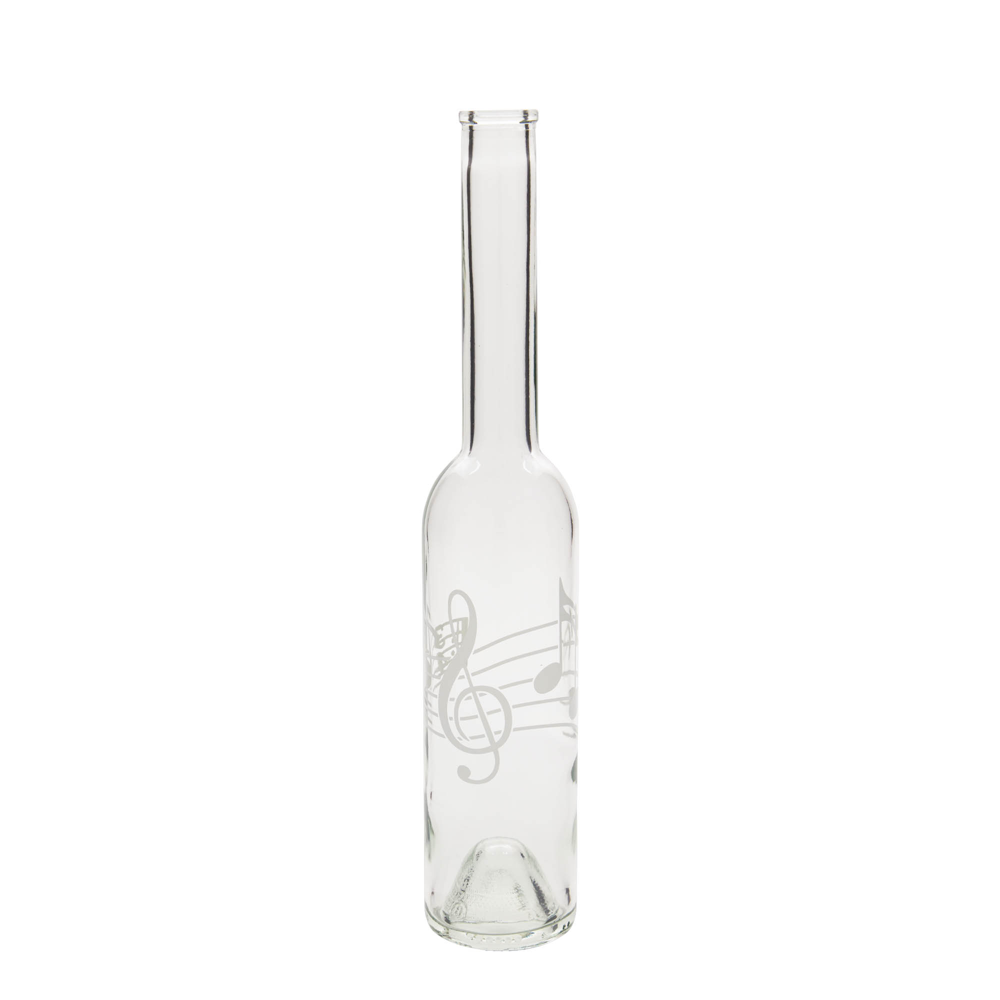 Bouteille en verre 350 ml 'Opera', motif : notes de musique, bouchage: bouchon Bouteille en verre 350 ml 'Opera', motif : notes de musique, bouchage: bouchon