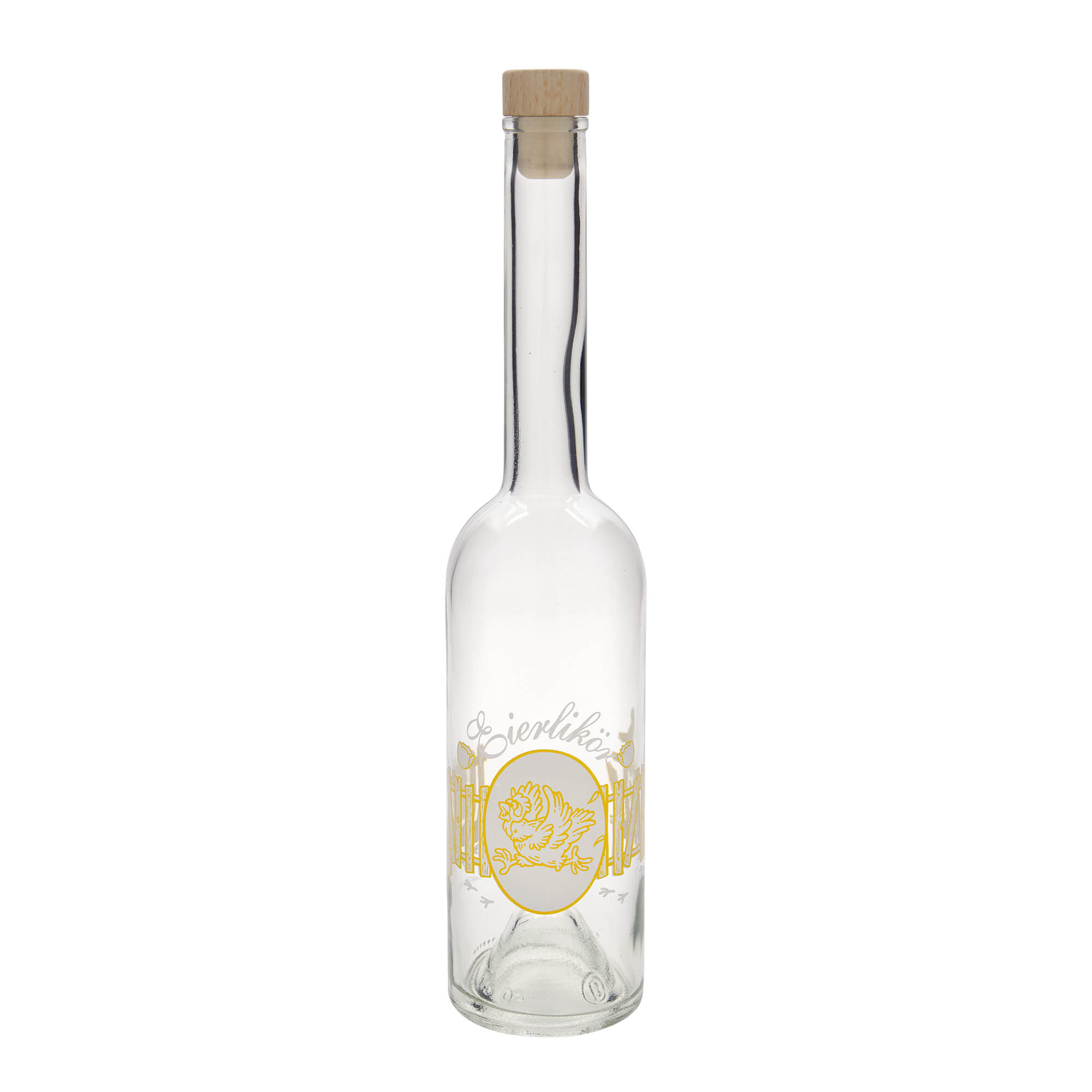 Glazen fles 'Opera', 500 ml, motief: Eierlikeur, monding: kurk Glazen fles 'Opera', 500 ml, motief: Eierlikeur, monding: kurk