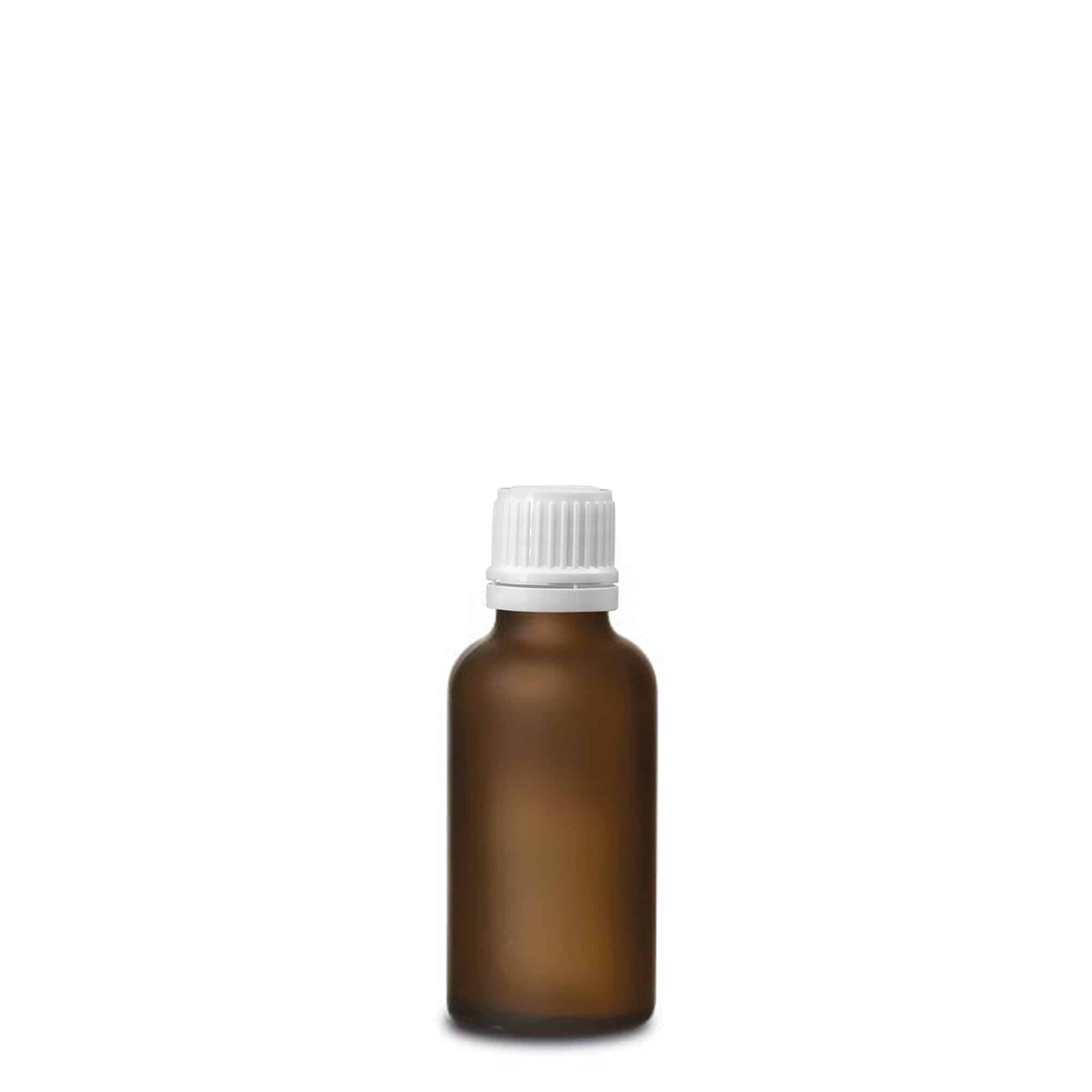 Flacon médical 30ml, verre, brun givré, goulot : DIN 18