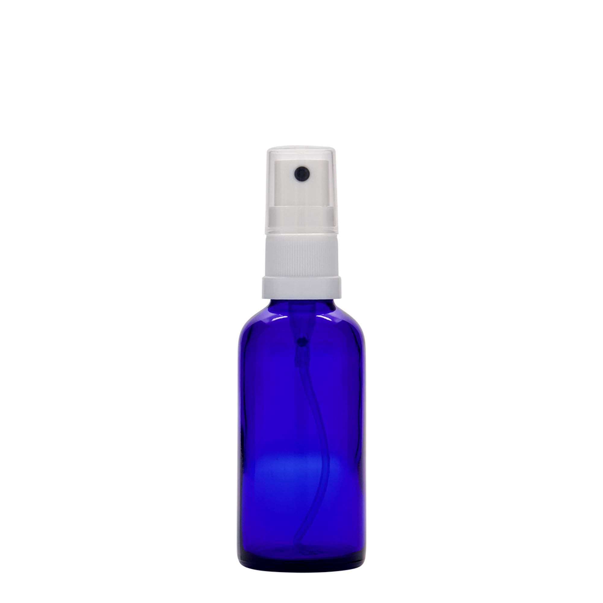 Sprayfles medicijn, 50 ml, glas, koningsblauw, monding: DIN 18
