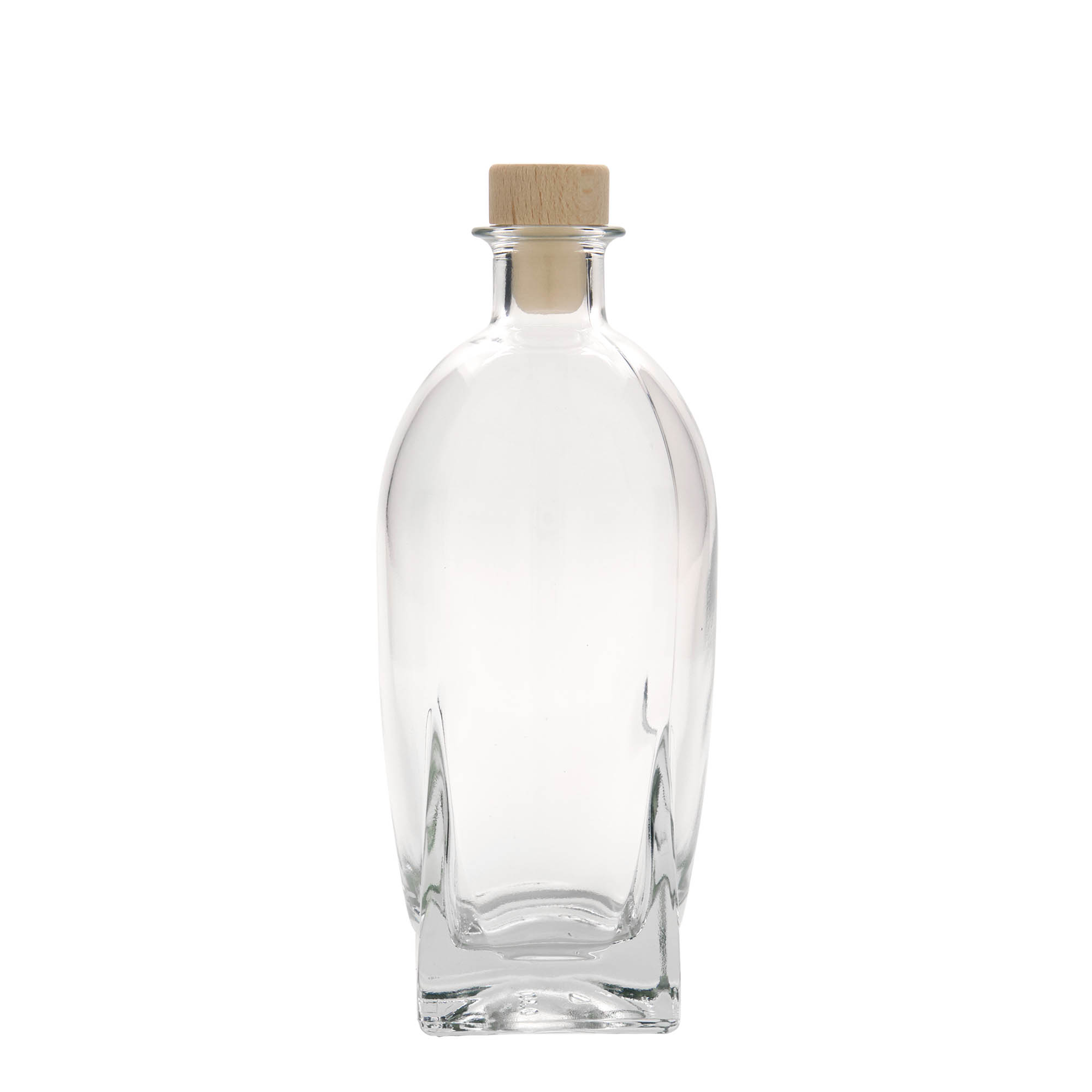 Glazen fles 'Golf', 500 ml, vierkant, monding: kurk Glazen fles 'Golf', 500 ml, vierkant, monding: kurk