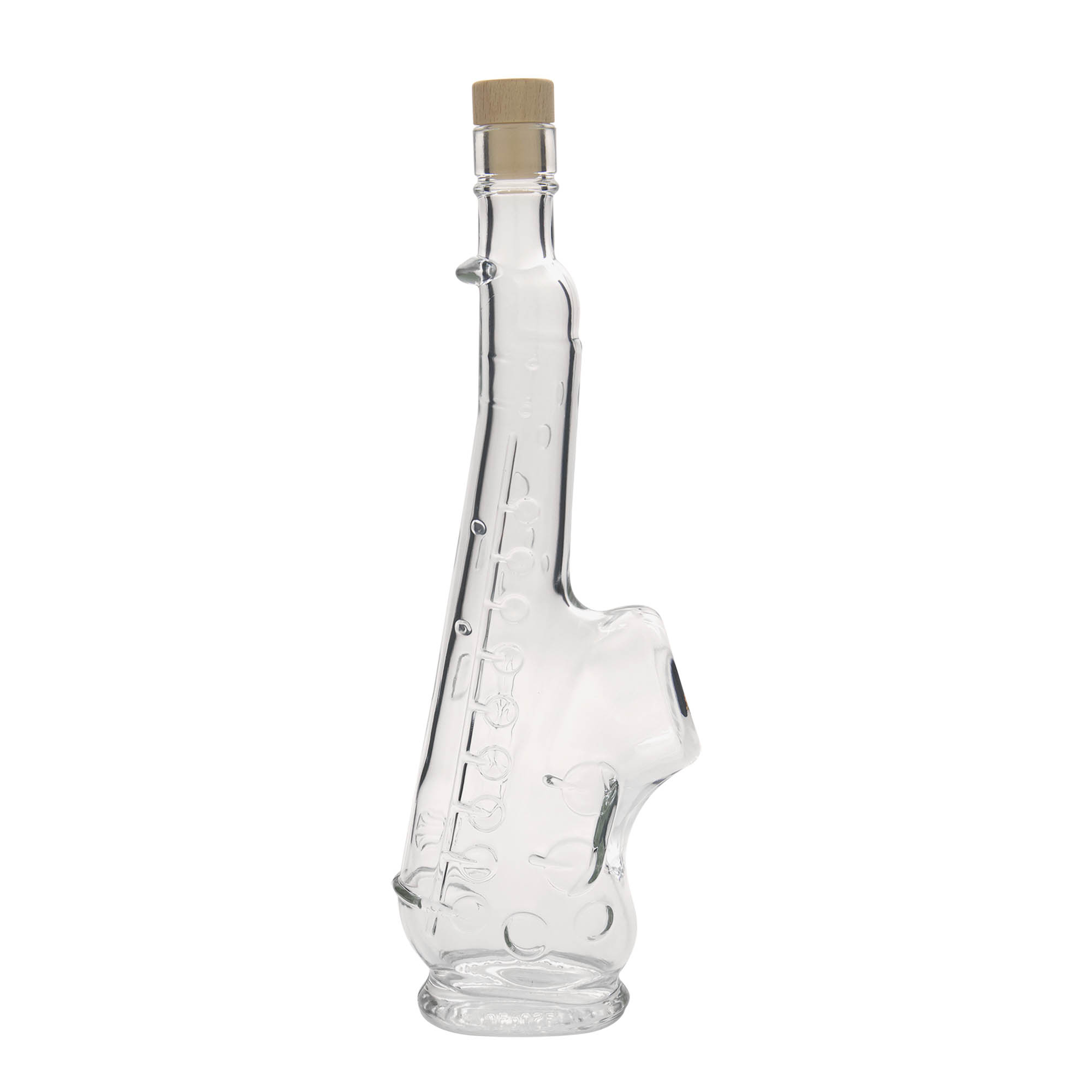 Glazen fles 'Saxofoon', 500 ml, monding: kurk Glazen fles 'Saxofoon', 500 ml, monding: kurk