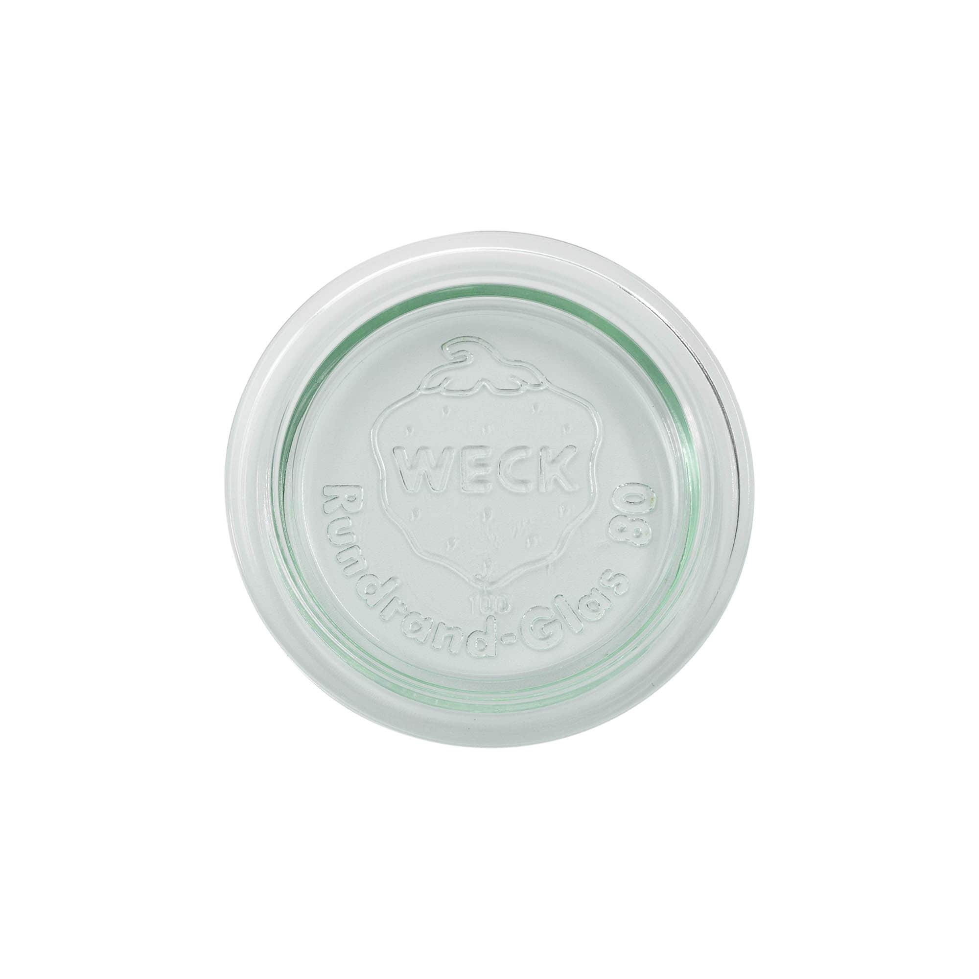 Couvercle en verre WECK aux bords arrondis, pour bouchage: RR80