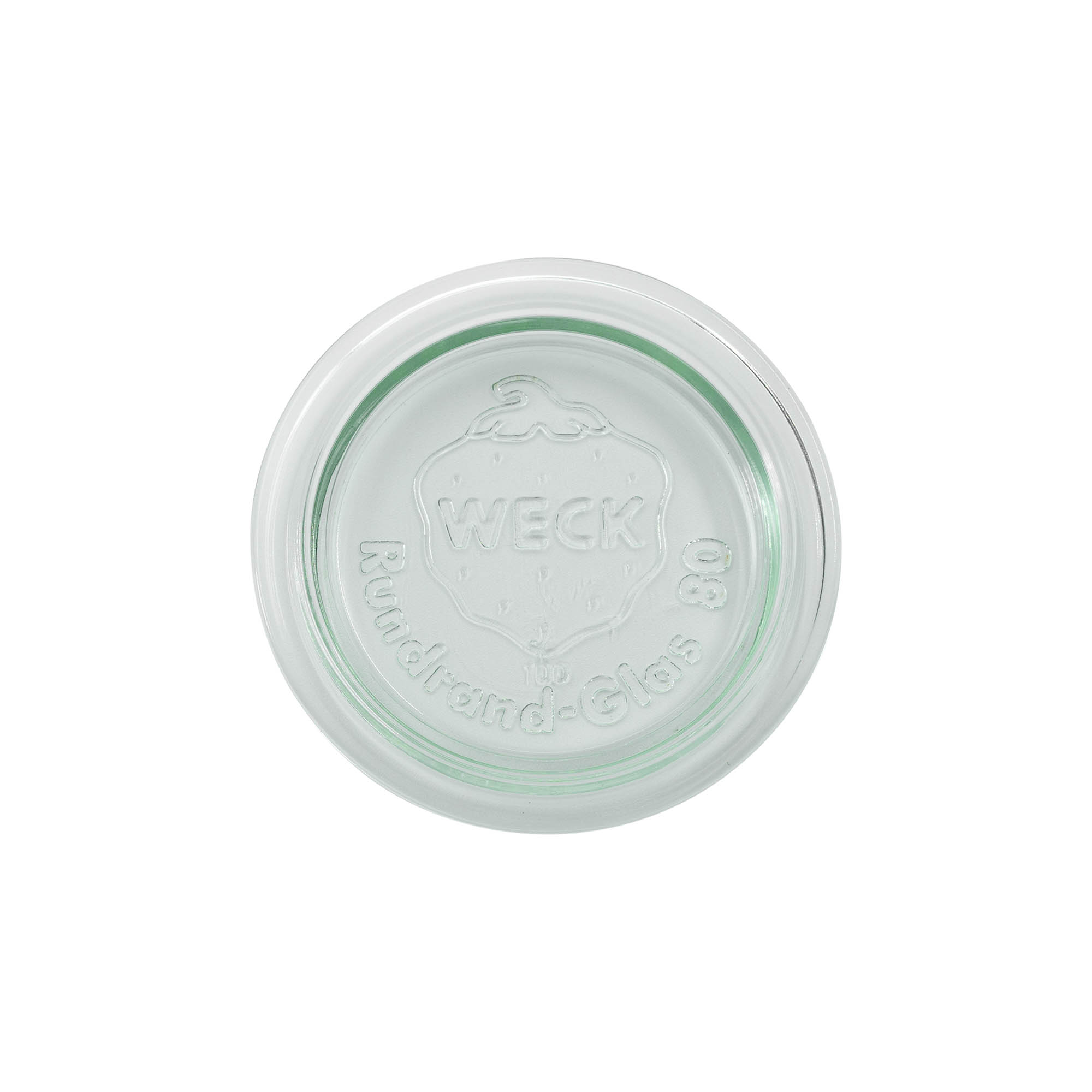 Couvercle en verre WECK aux bords arrondis, pour bouchage: RR80 Couvercle en verre WECK aux bords arrondis, pour bouchage: RR80