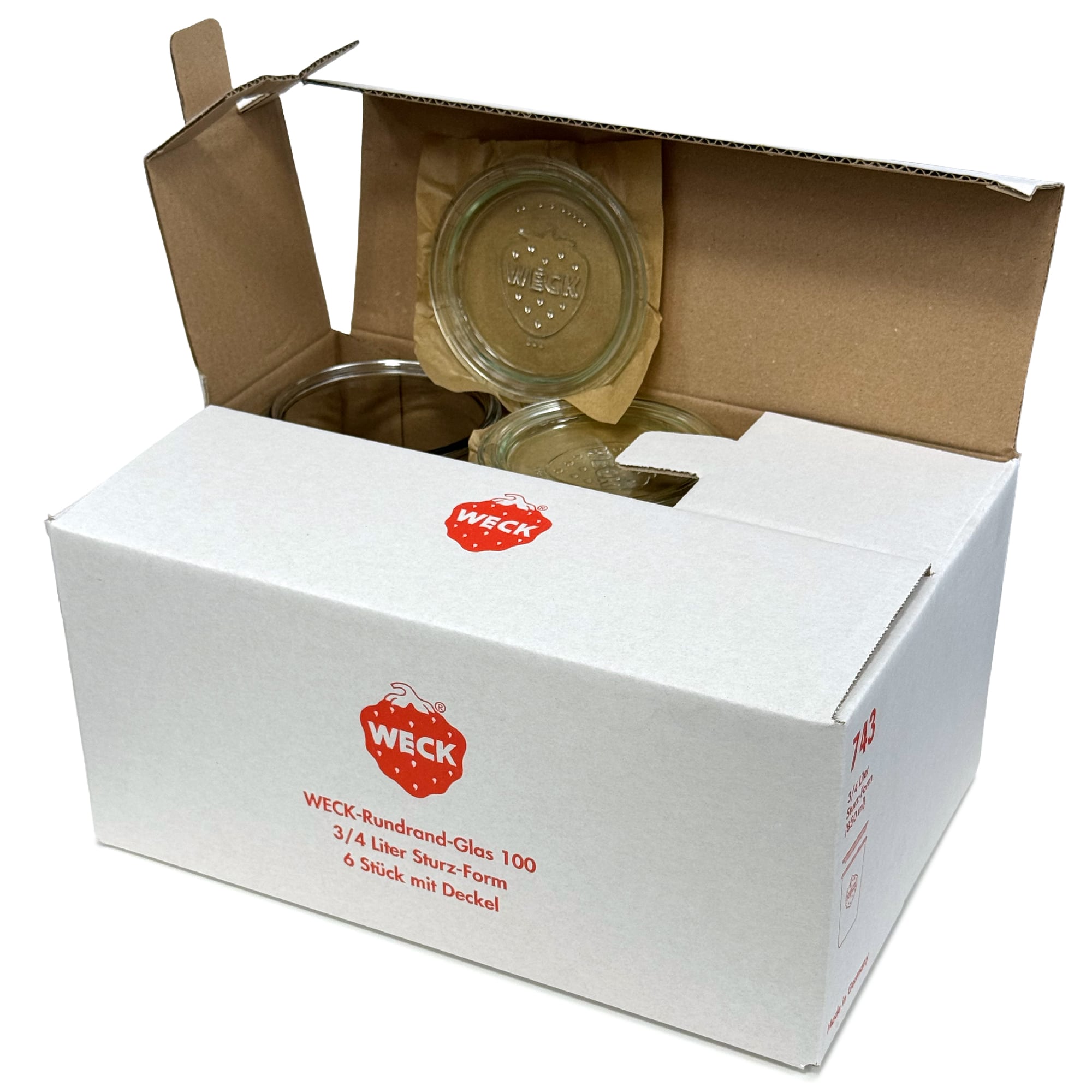 6x 850 ml WECK-stortglas met glazen deksel RR 100