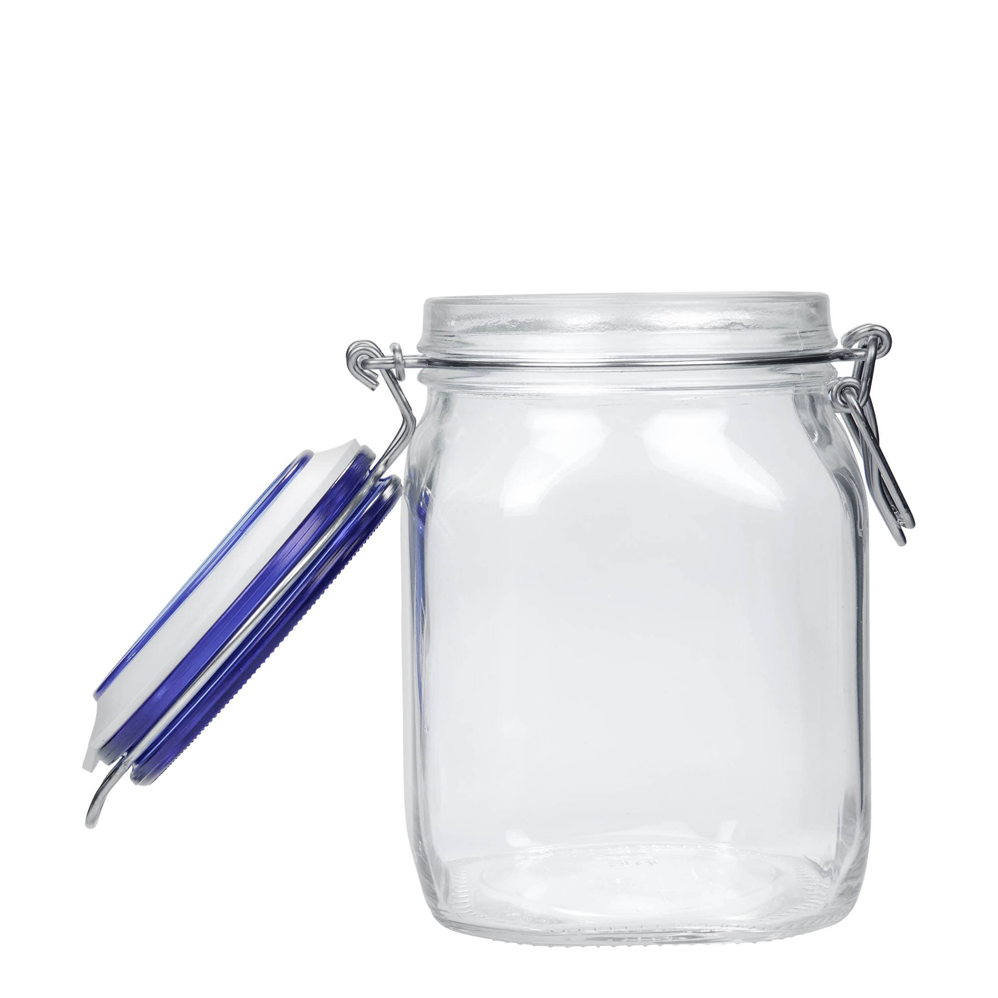 Bocal à fermeture mécanique 1 000 ml « Fido » Blue Top, carré, bouchage: bouchon mécanique