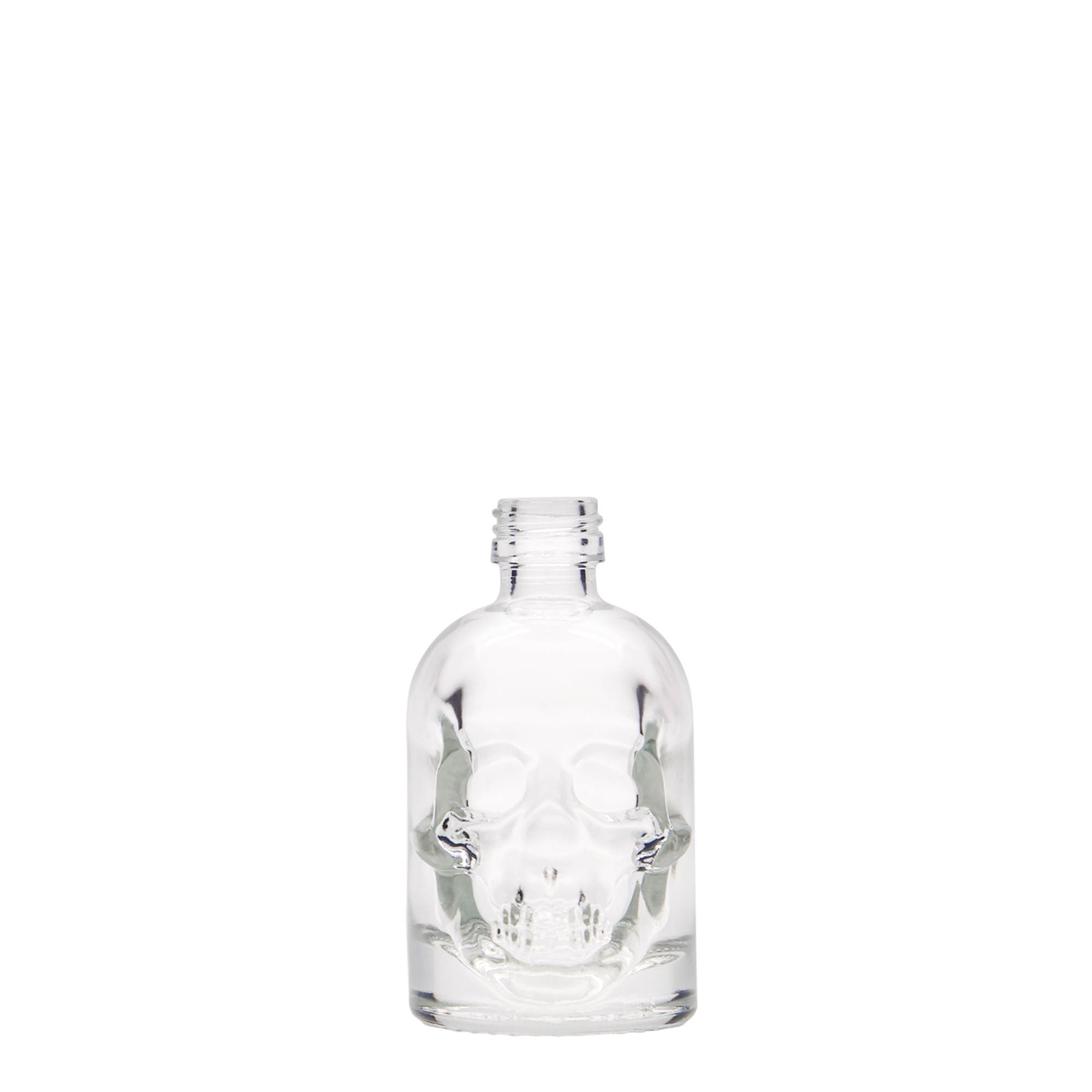 Bouteille en verre 50 ml « Crâne », bouchage: PP 18