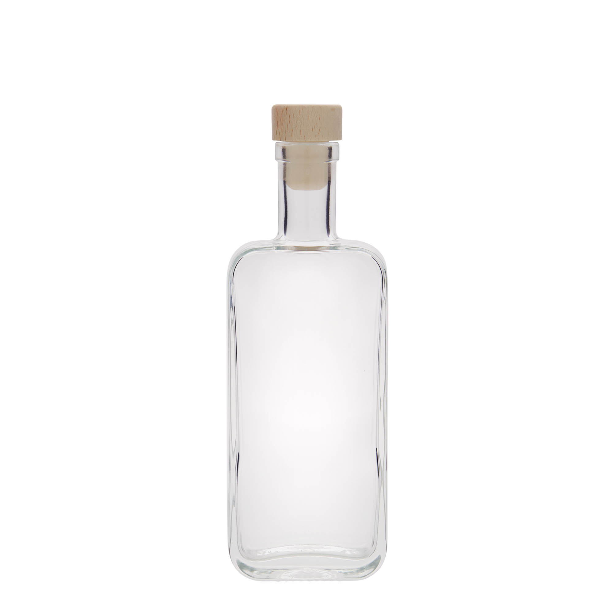 Glazen fles 'Nice', 200 ml, rechthoekig, monding: kurk Glazen fles 'Nice', 200 ml, rechthoekig, monding: kurk