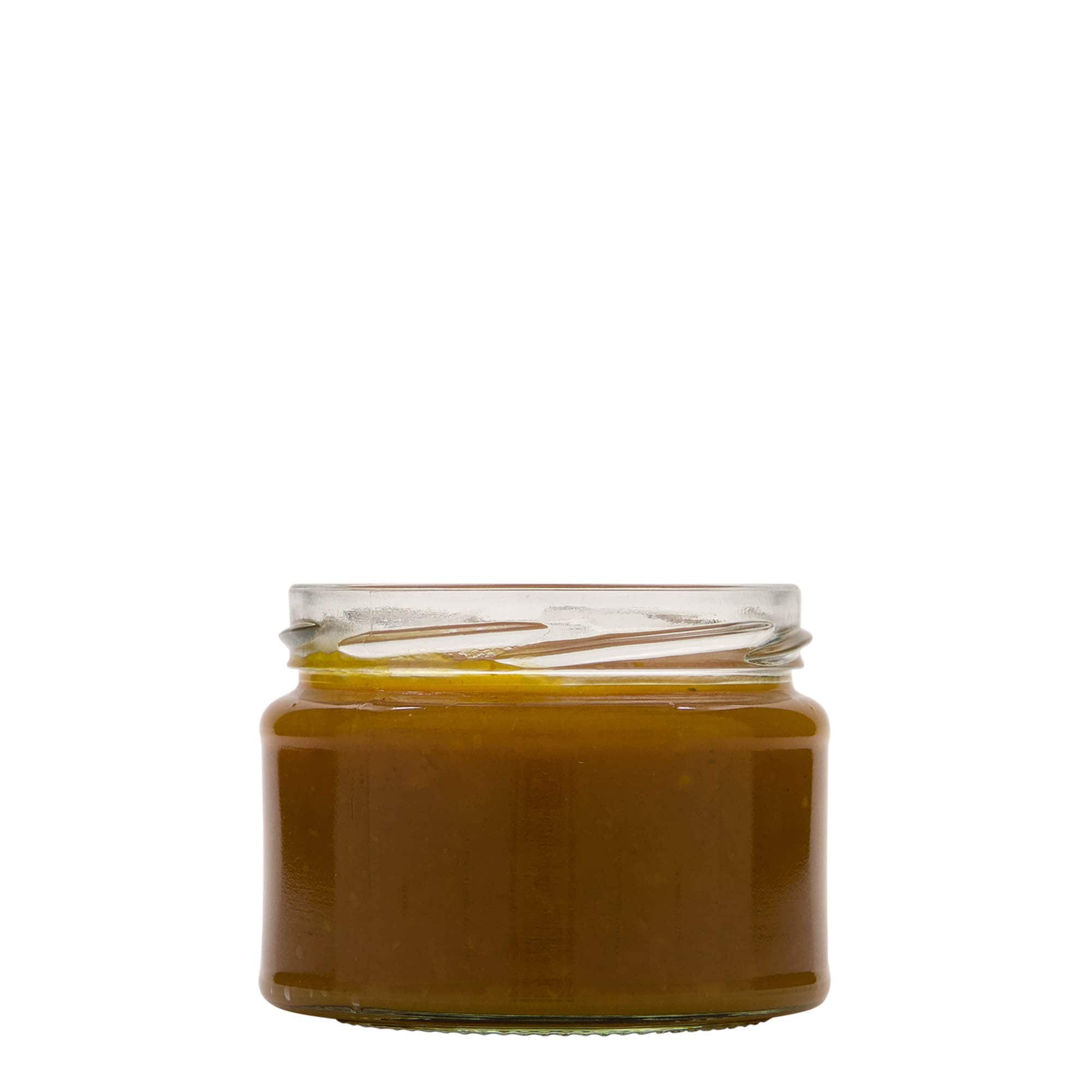 Vlakke ronde pot, 280 ml, monding: twist-off (TO 82) Vlakke ronde pot, 280 ml, monding: twist-off (TO 82)