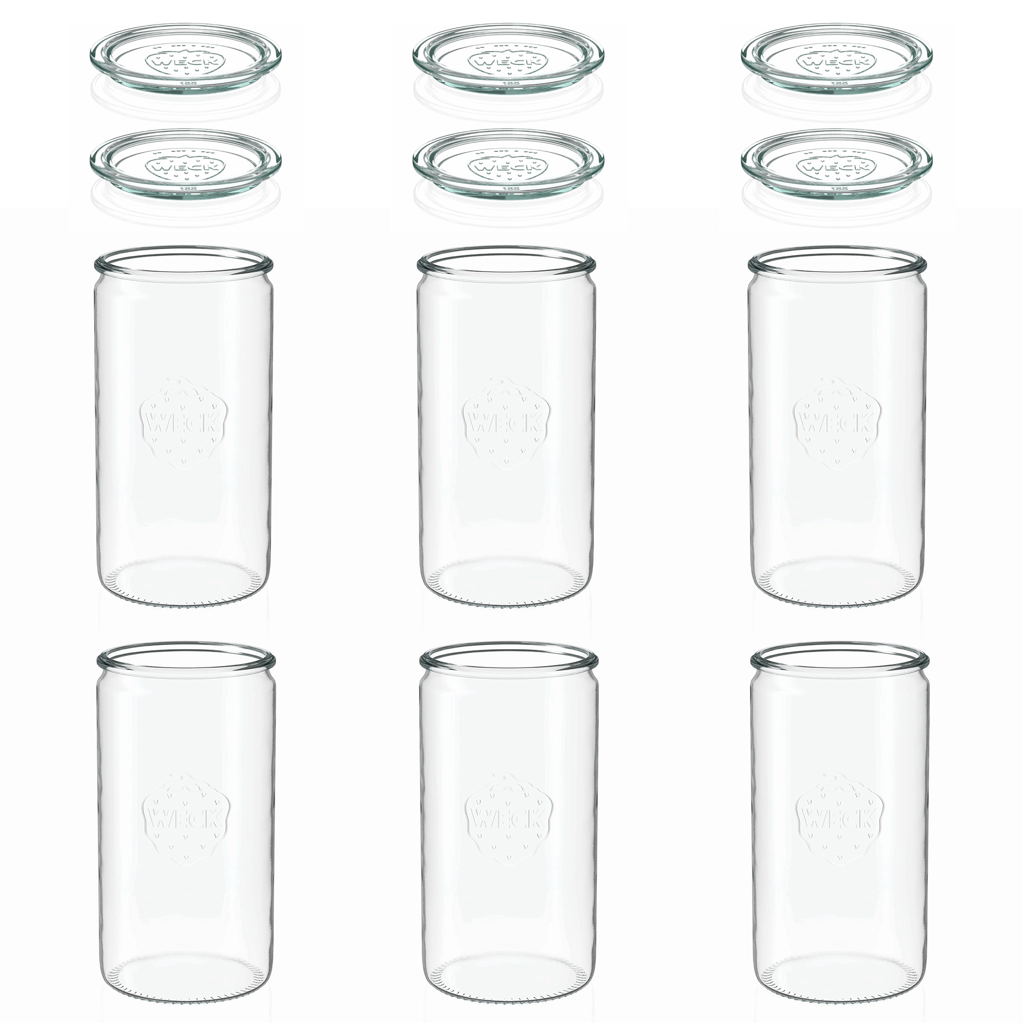 6x 1575 ml WECK-cilinderglas met glazen deksel RR 100