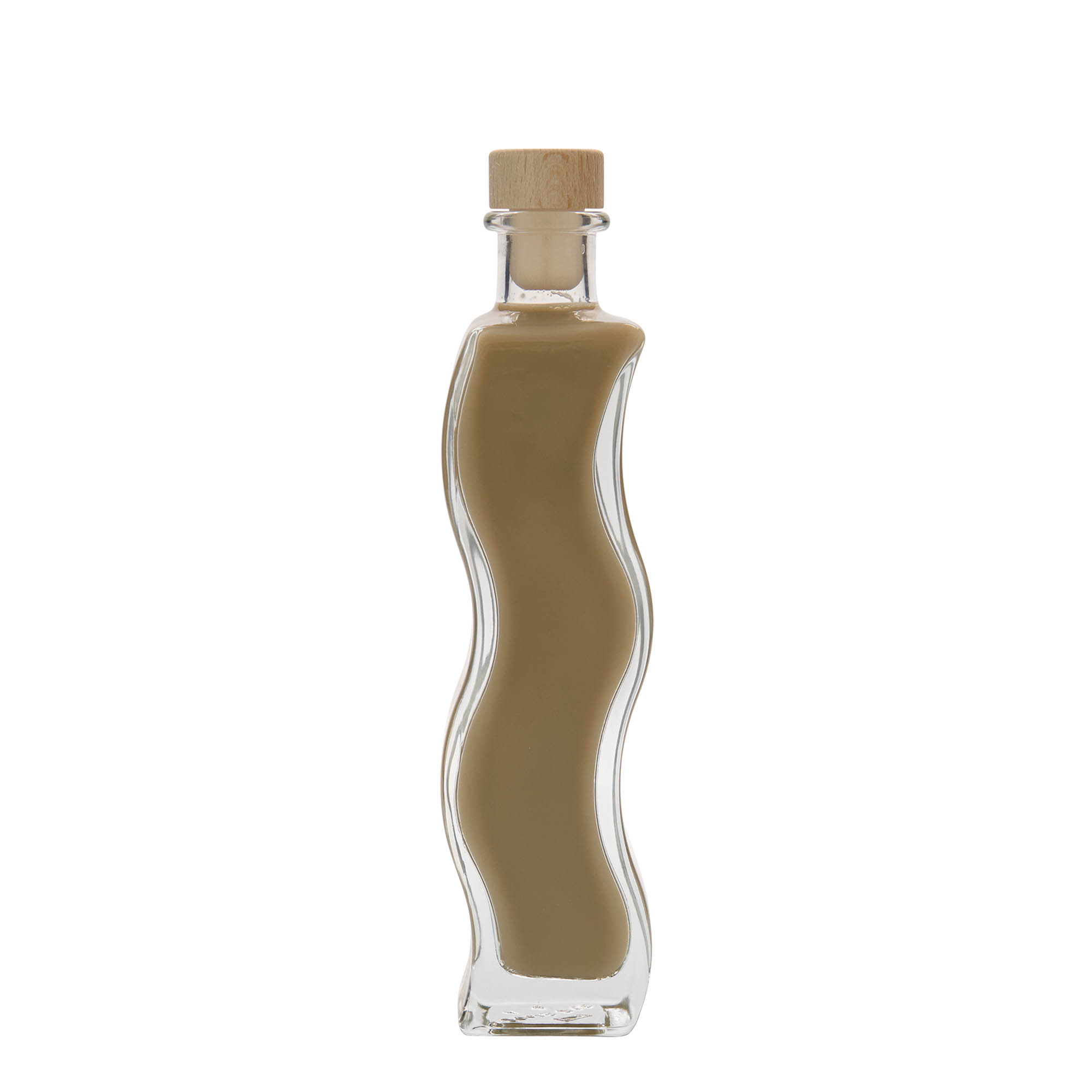 Glazen fles 'Golf', 200 ml, vierkant, monding: kurk